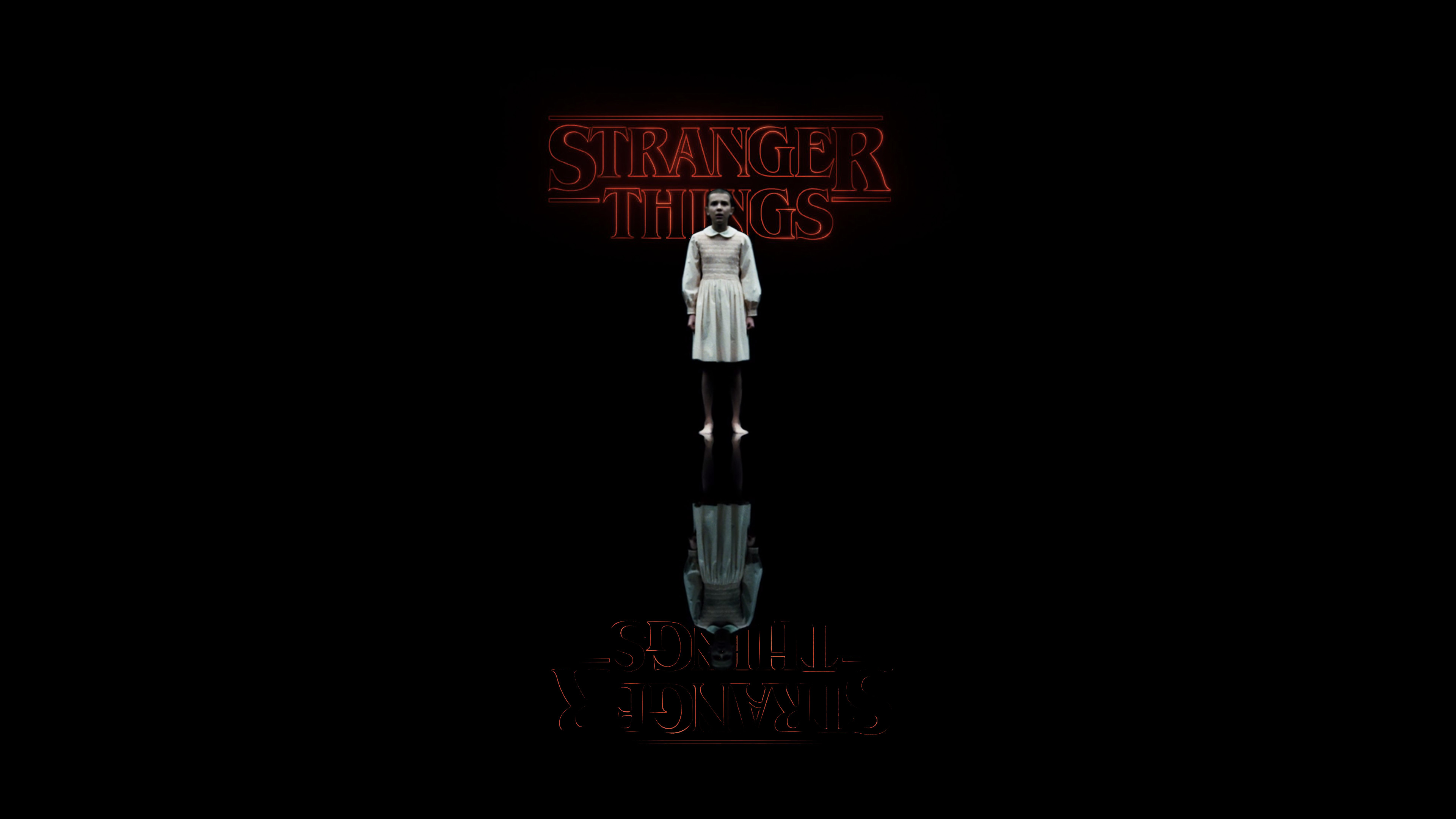 Undici, Stranger Things, Riflesso, Sfondo nero, 16:9 4K, wallpaper widescreen