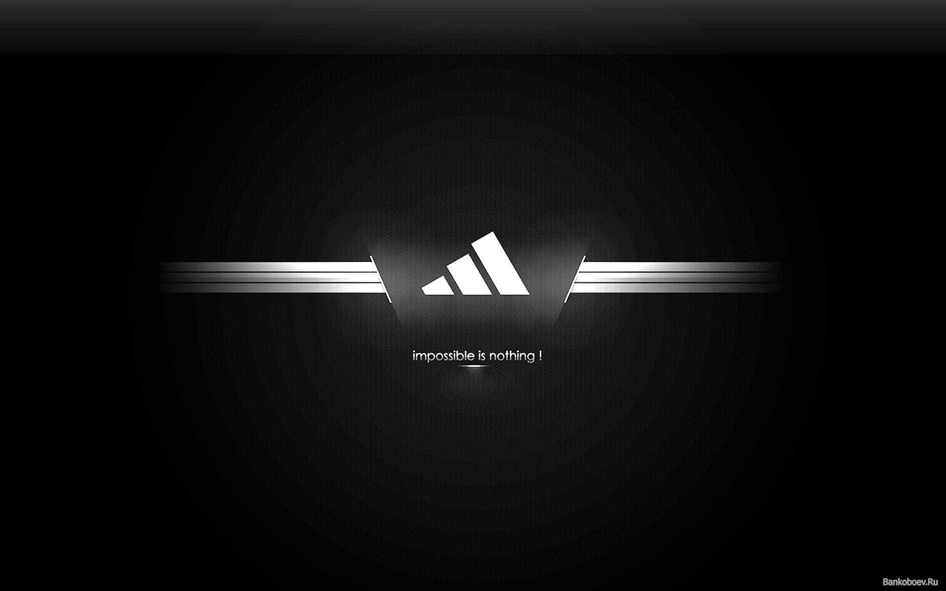 Adidas, Impossible is Nothing, Logo, Sfondo nero, Minimalismo, Full HD, wallpaper per portatile