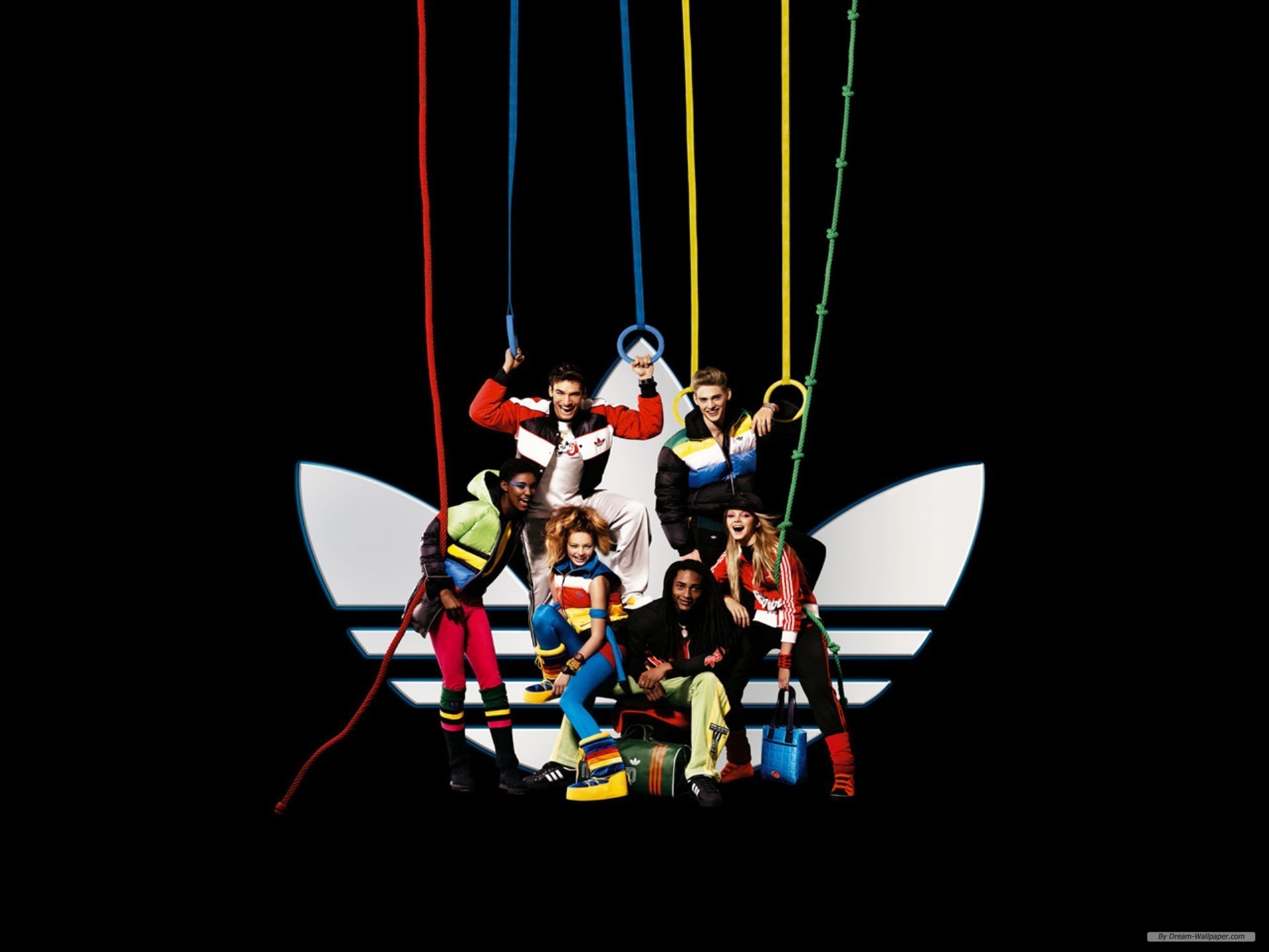 Adidas Originals, Trifoglio, Pubblicità, Sfondo nero, Full HD, schermata di blocco iPad