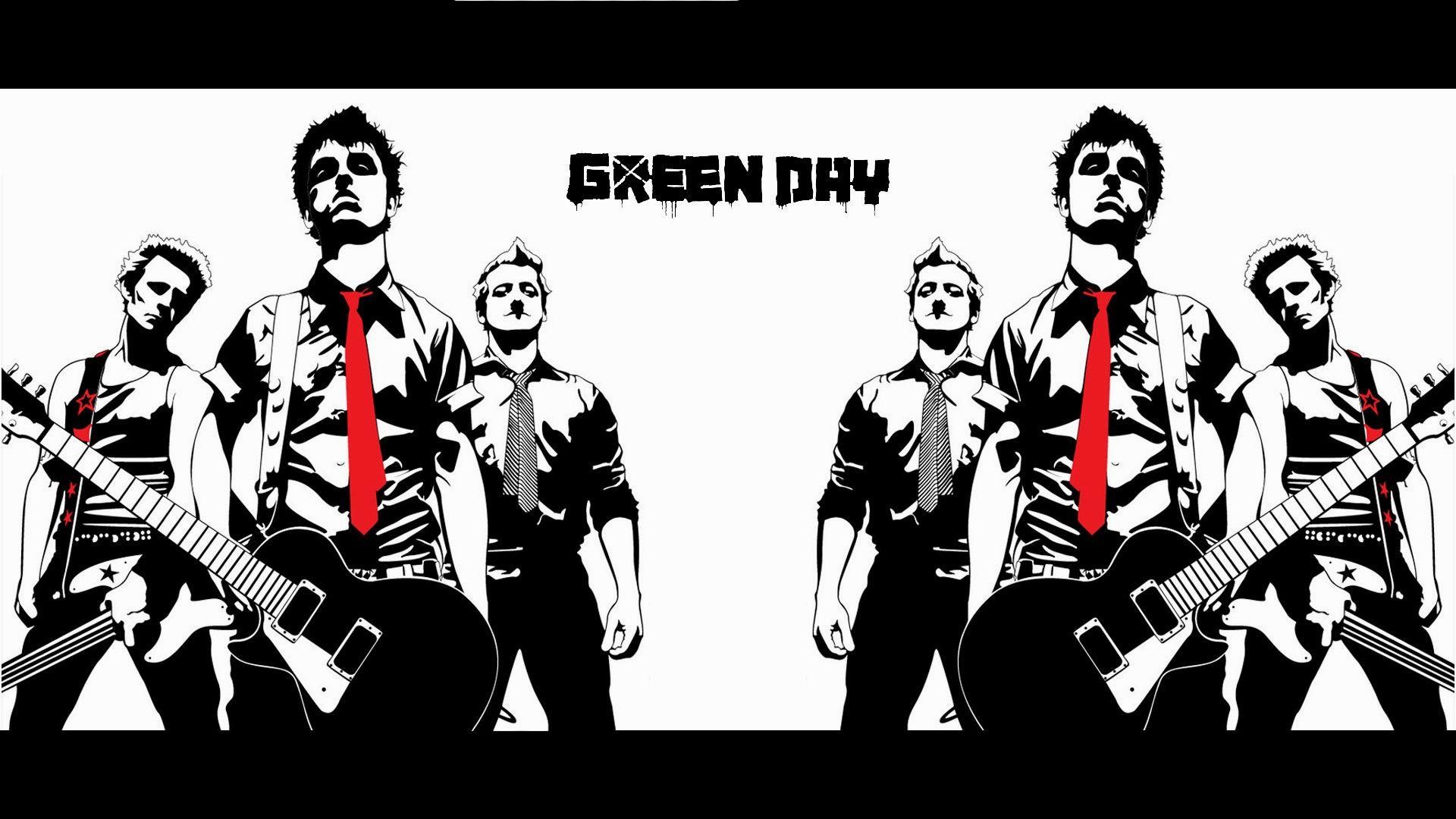 Green Day, Billie Joe Armstrong, Illustrazione, Bianco e nero, Full HD, sfondo per PC