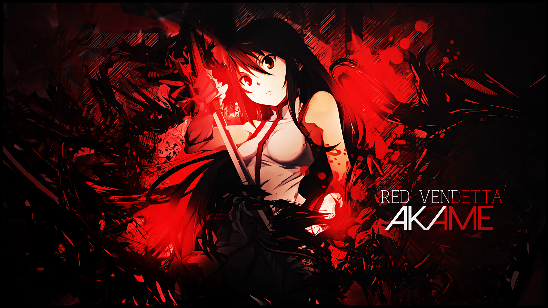 Akame, Akame ga Kill!, Rosso e nero, Arte digitale, 1920x1080, immagine di sfondo