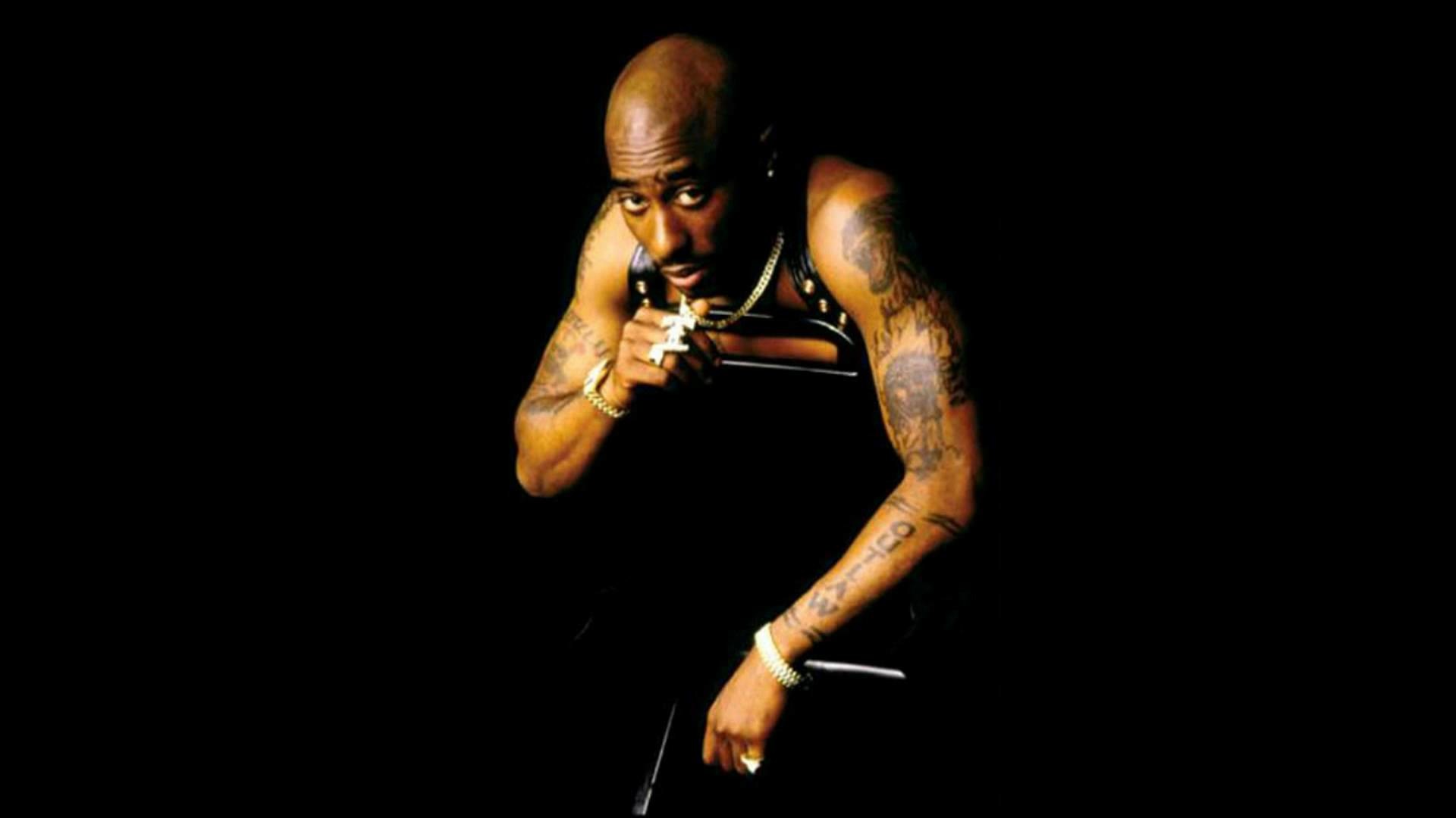 Tupac Shakur, 2Pac, Tatuaggi, Sfondo nero, 1920x1080, wallpaper desktop