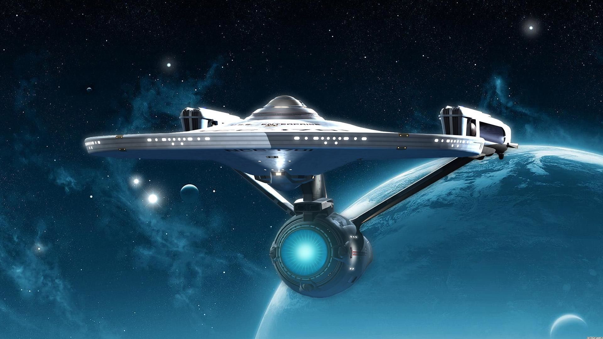 USS Enterprise (NCC-1701), Star Trek (2009), Astronave, Pianeta, Spazio, sfondo widescreen Full HD