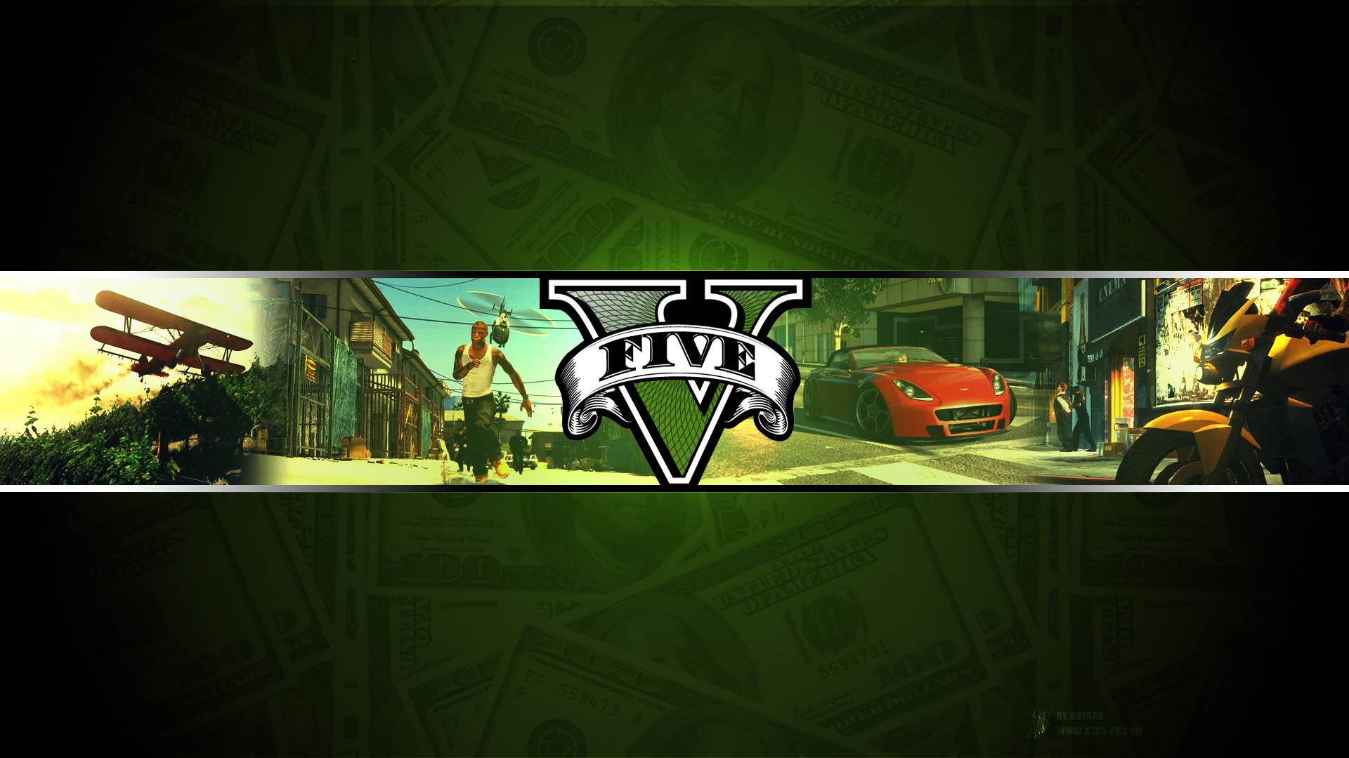 Grand Theft Auto V, Logo, Verde, Collage, 16:9 Full HD, sfondo widescreen