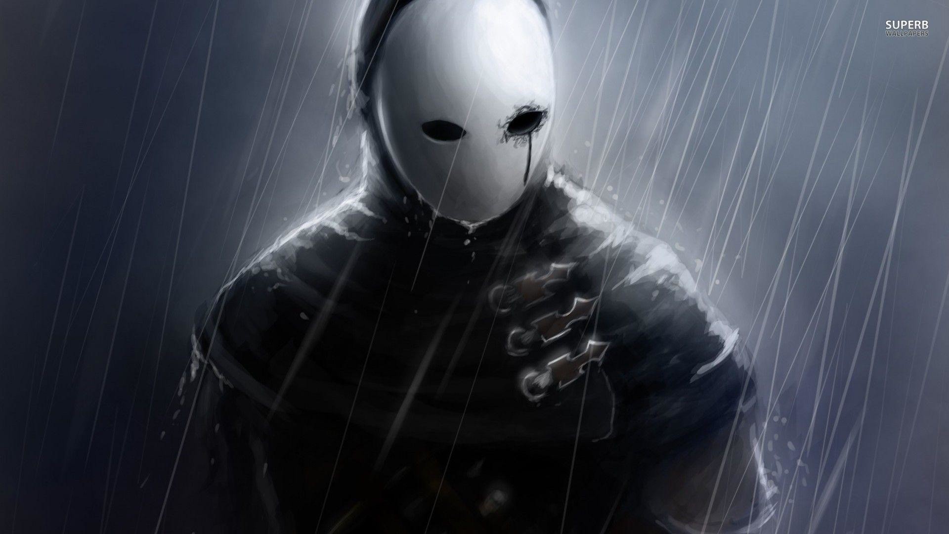 Maschera bianca, Pioggia, Fan art, 16:9 Full HD, wallpaper widescreen