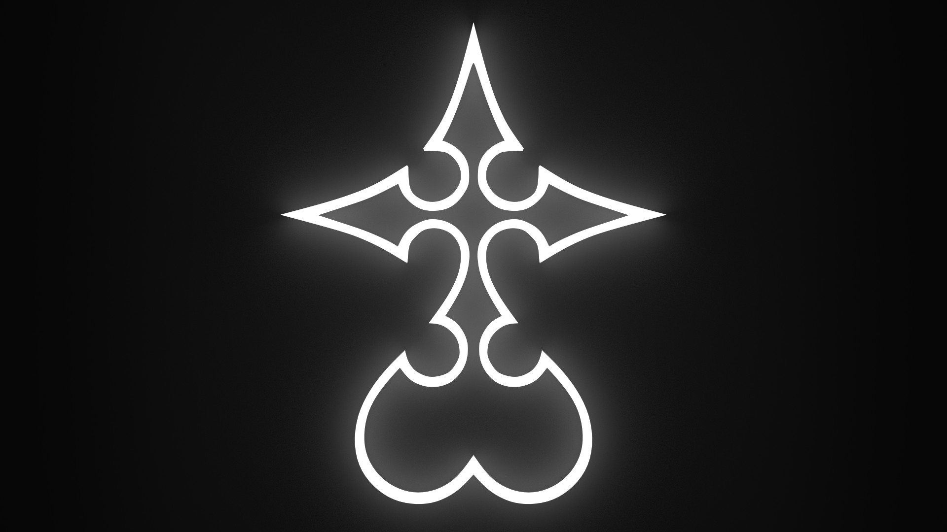 Kingdom Hearts, Simbolo dei Nessuno, Minimalismo, Sfondo nero, 16:9 Full HD, wallpaper widescreen