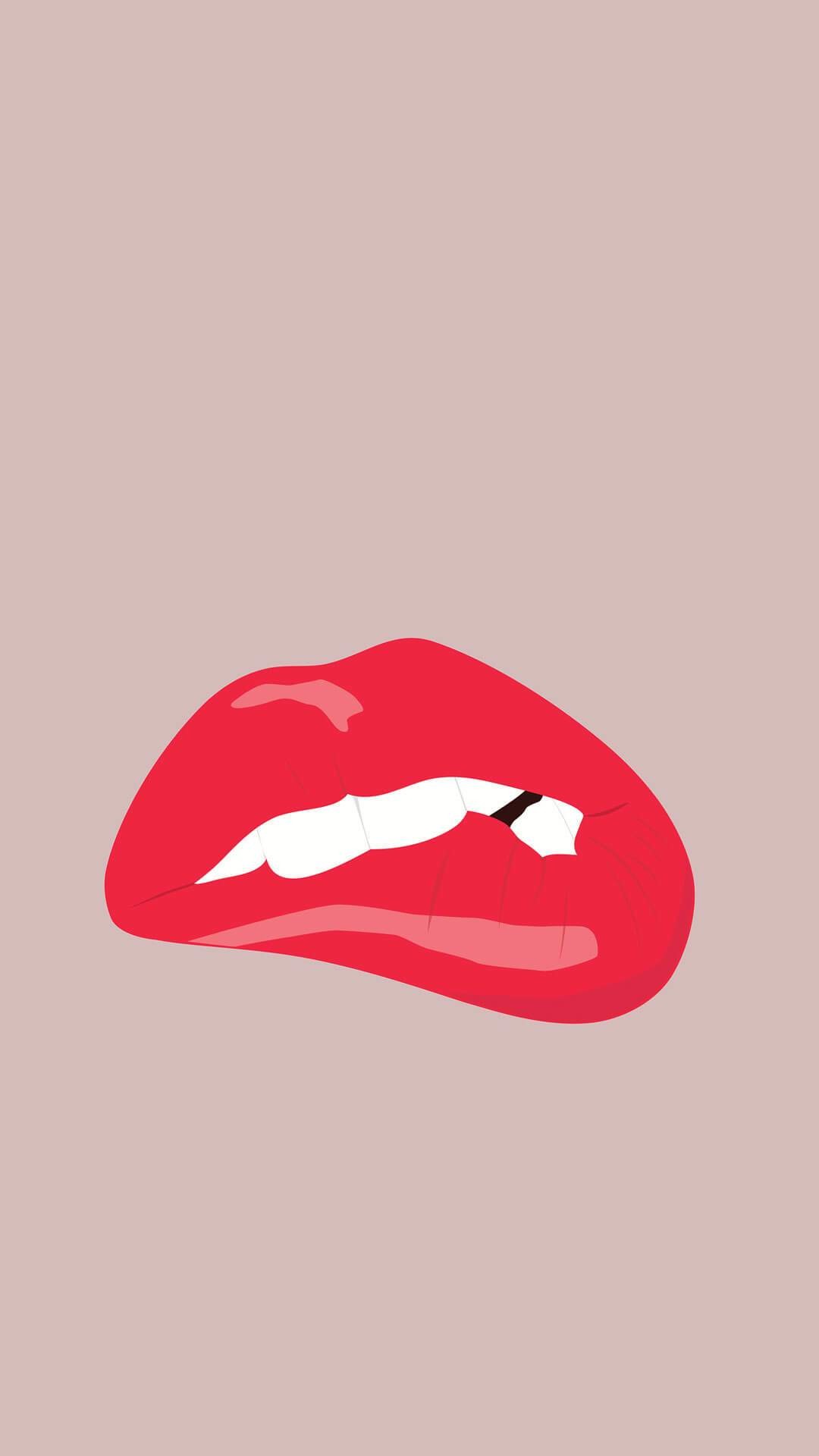 Labbra rosse, Morso, Pop art, Minimalismo, Full HD, sfondo iPhone