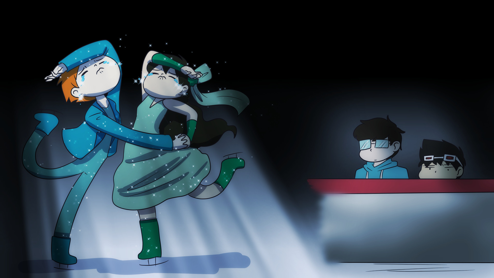 Pattinaggio, Parodia, Chibi, 1920x1080, sfondo per PC