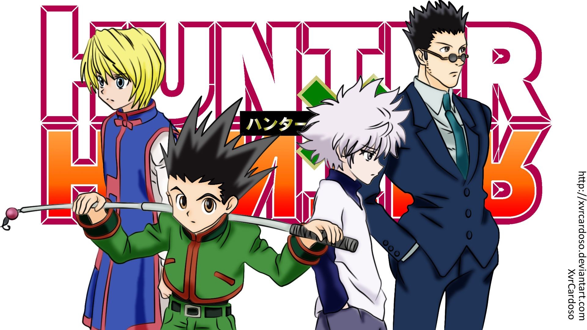 Gon Freecss, Killua Zoldyck, Kurapika, Leorio Paradinight, Hunter x Hunter, Logo, immagine di sfondo