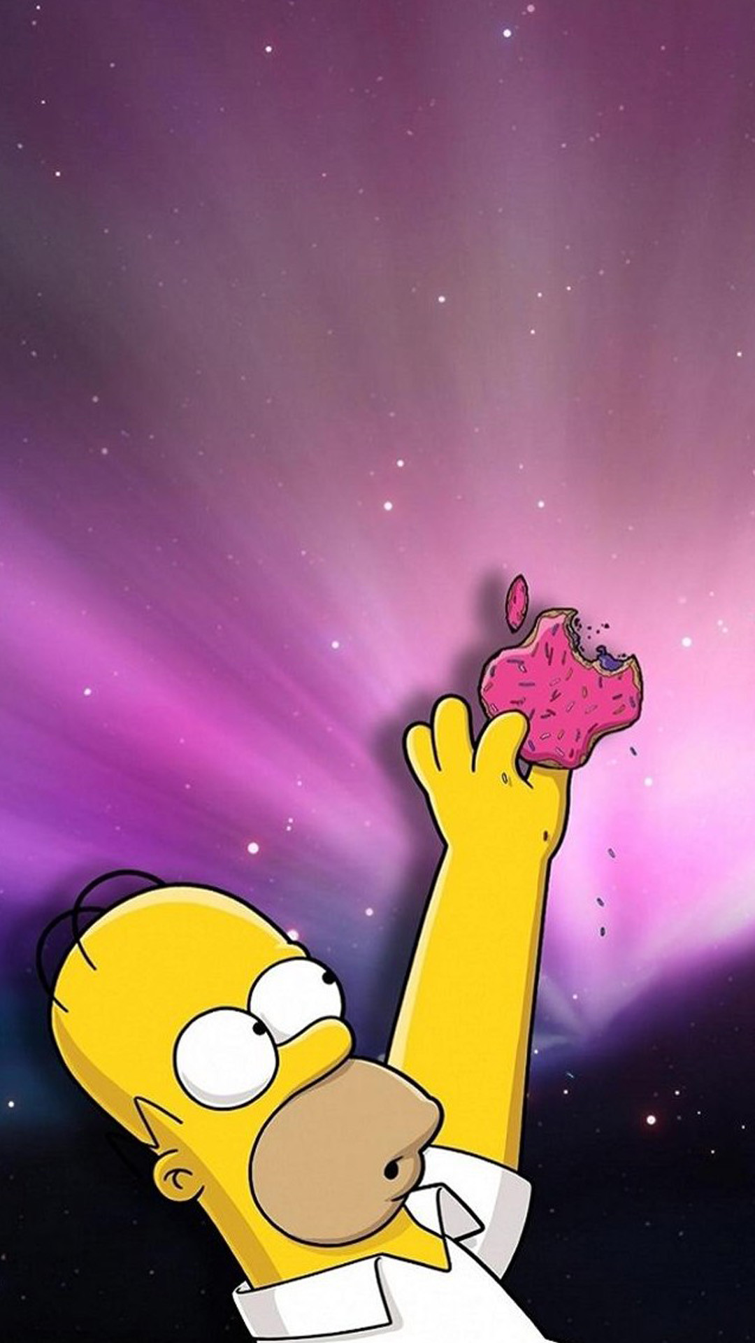 Homer Simpson, I Simpson, Logo Apple, Ciambella, Aurora viola, sfondo per iPhone 6