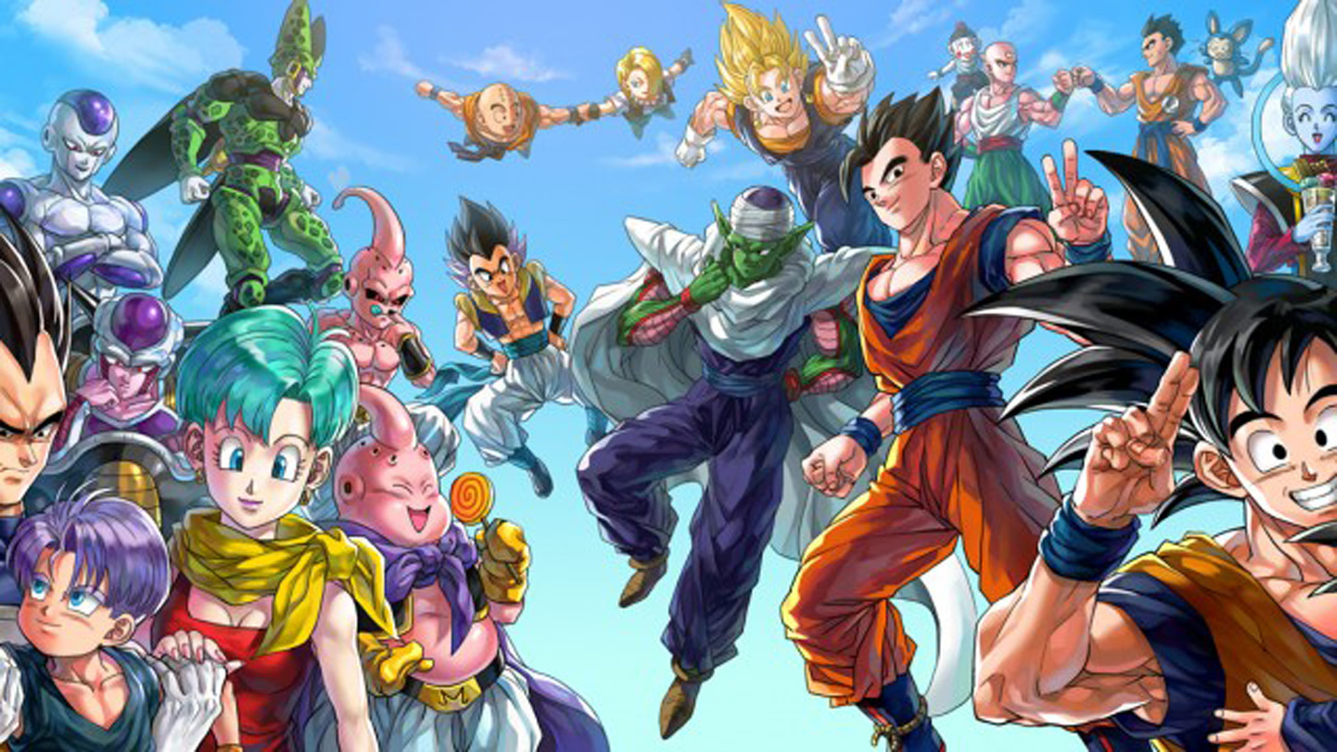Goku, Bulma, Vegeta, Freezer, Cell, Majin Bu, Dragon Ball Z, 16:9 Full HD, sfondo widescreen