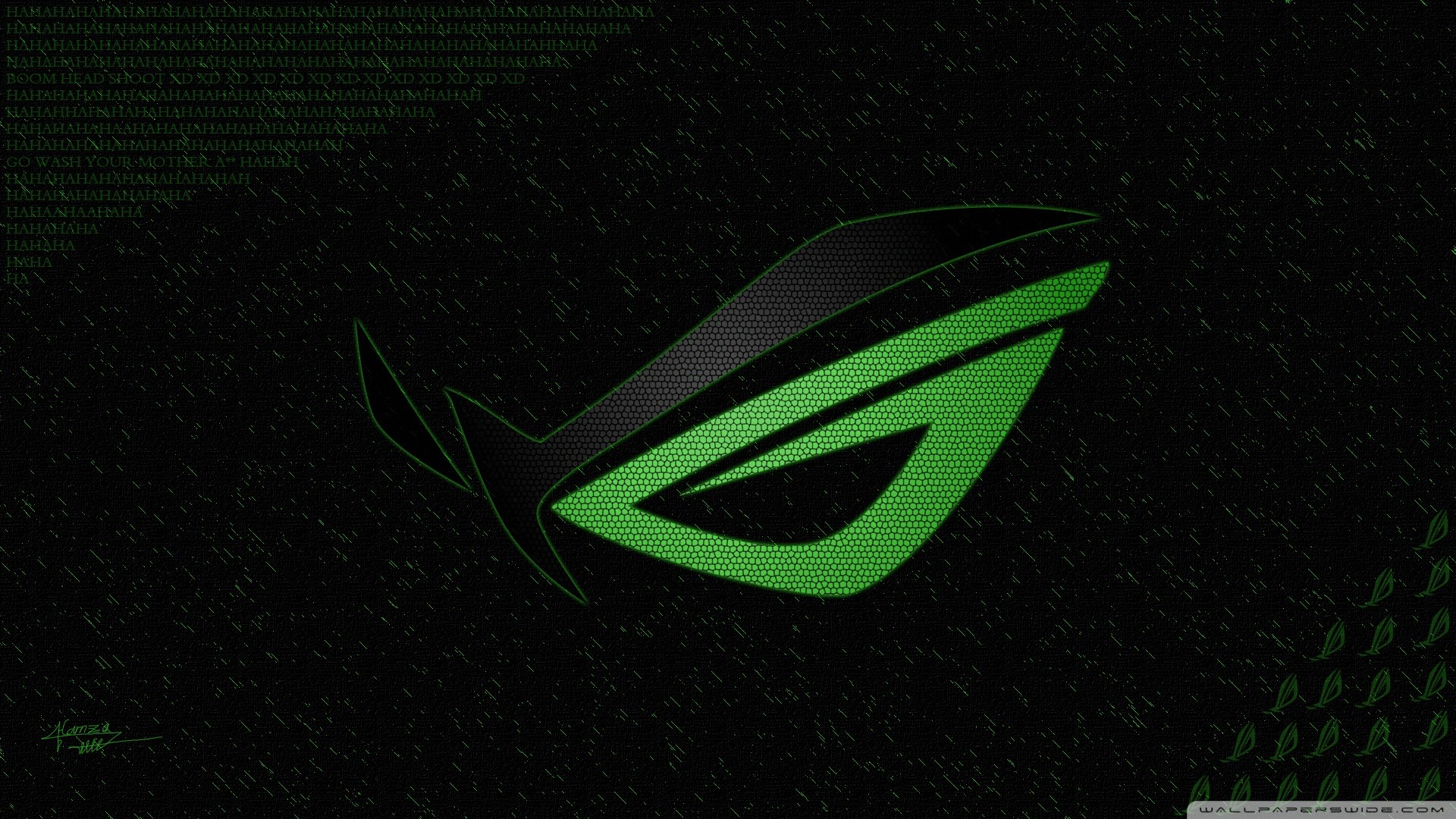 ASUS ROG, Logo verde, Codice, Nero, Full HD, sfondo per PC e portatile
