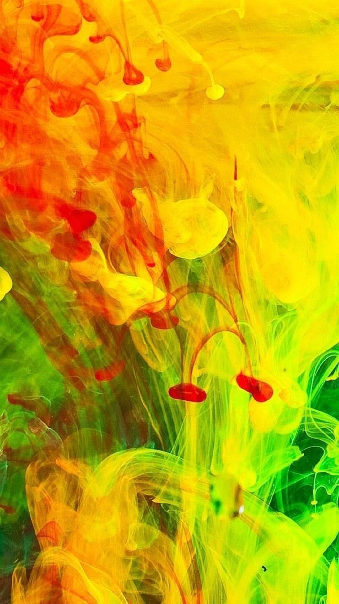 Fumo colorato, Arte astratta, Arancione, Verde, Full HD, wallpaper per smartphone