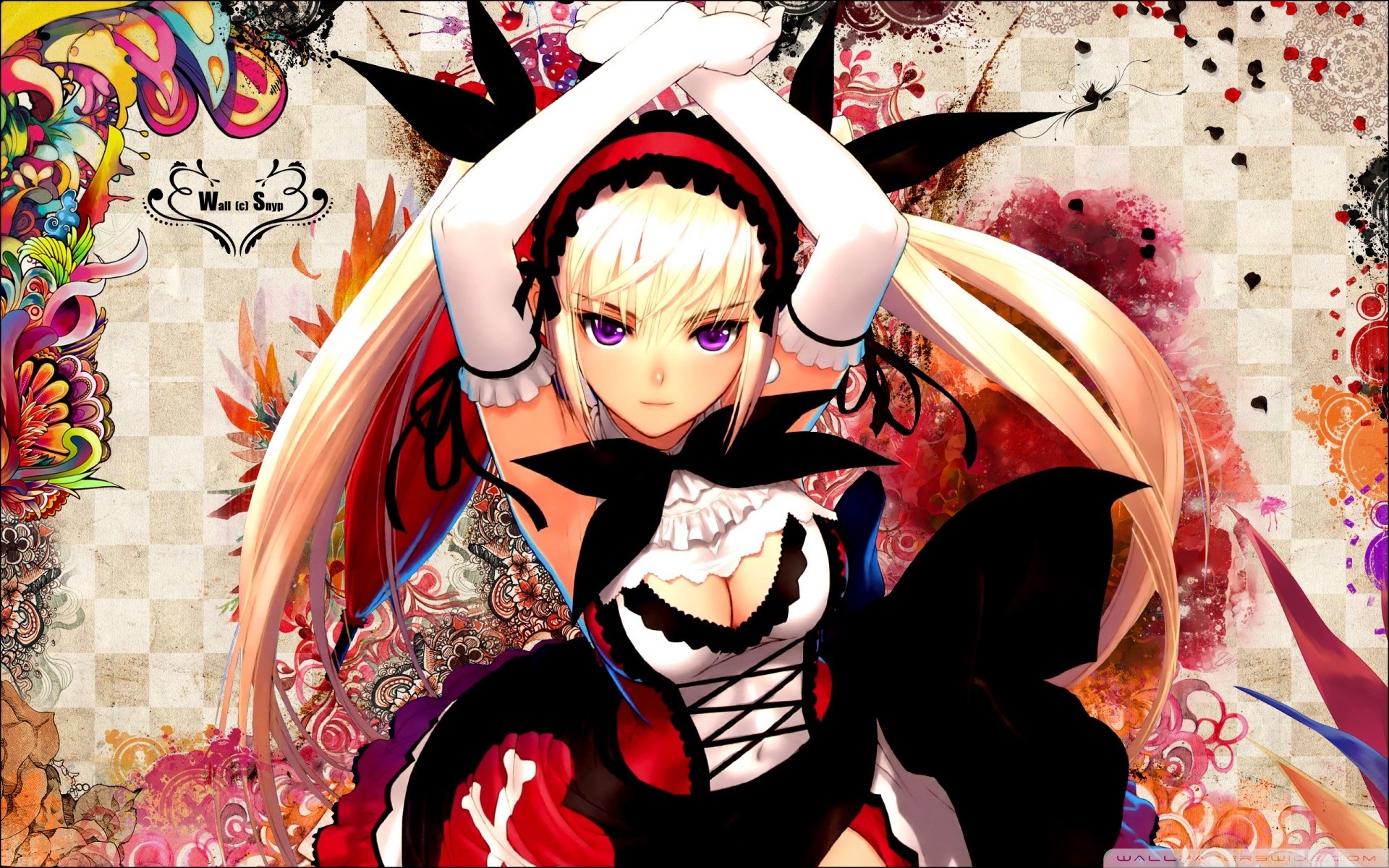 Ragazza anime, Gothic lolita, Capelli biondi, Colorato, Illustrazione, sfondo Full HD per PC