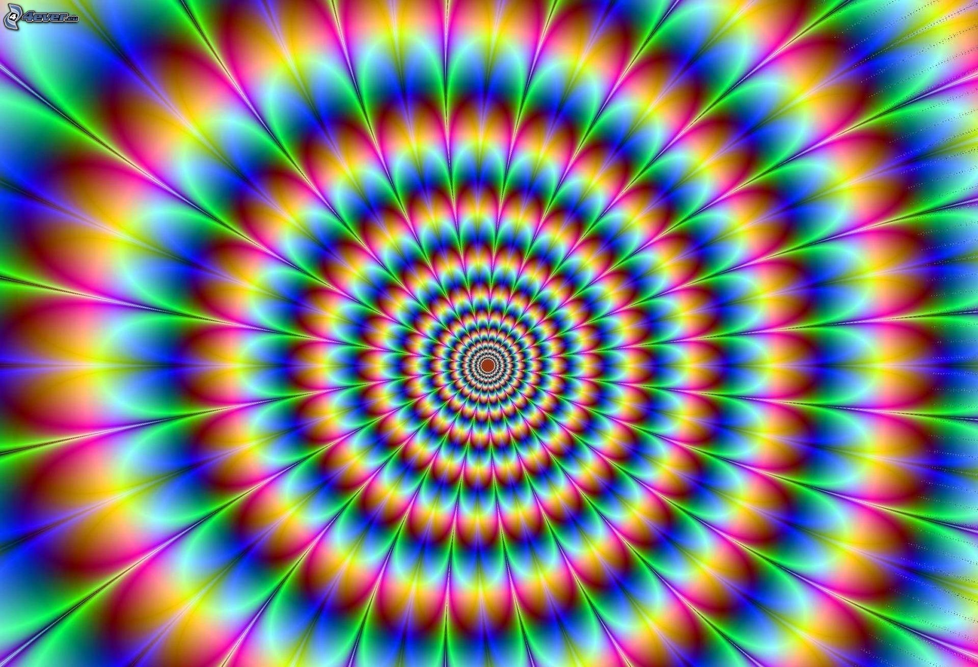 Spirale psichedelica, Illusione ottica, Arcobaleno, Frattale, sfondo PC Full HD