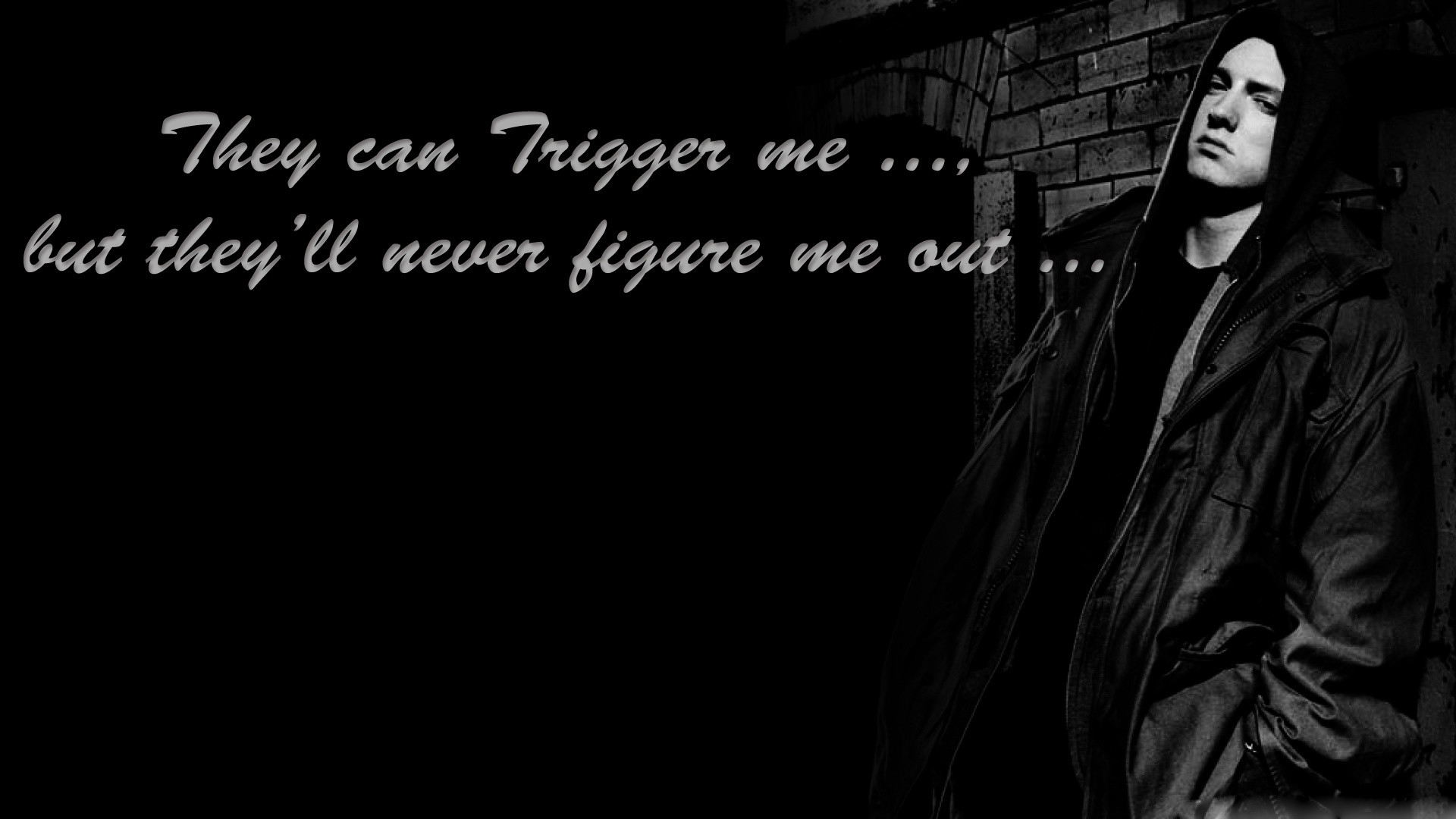 Eminem, Citazione, Cappuccio, Sfondo nero, 16:9 Full HD, wallpaper widescreen