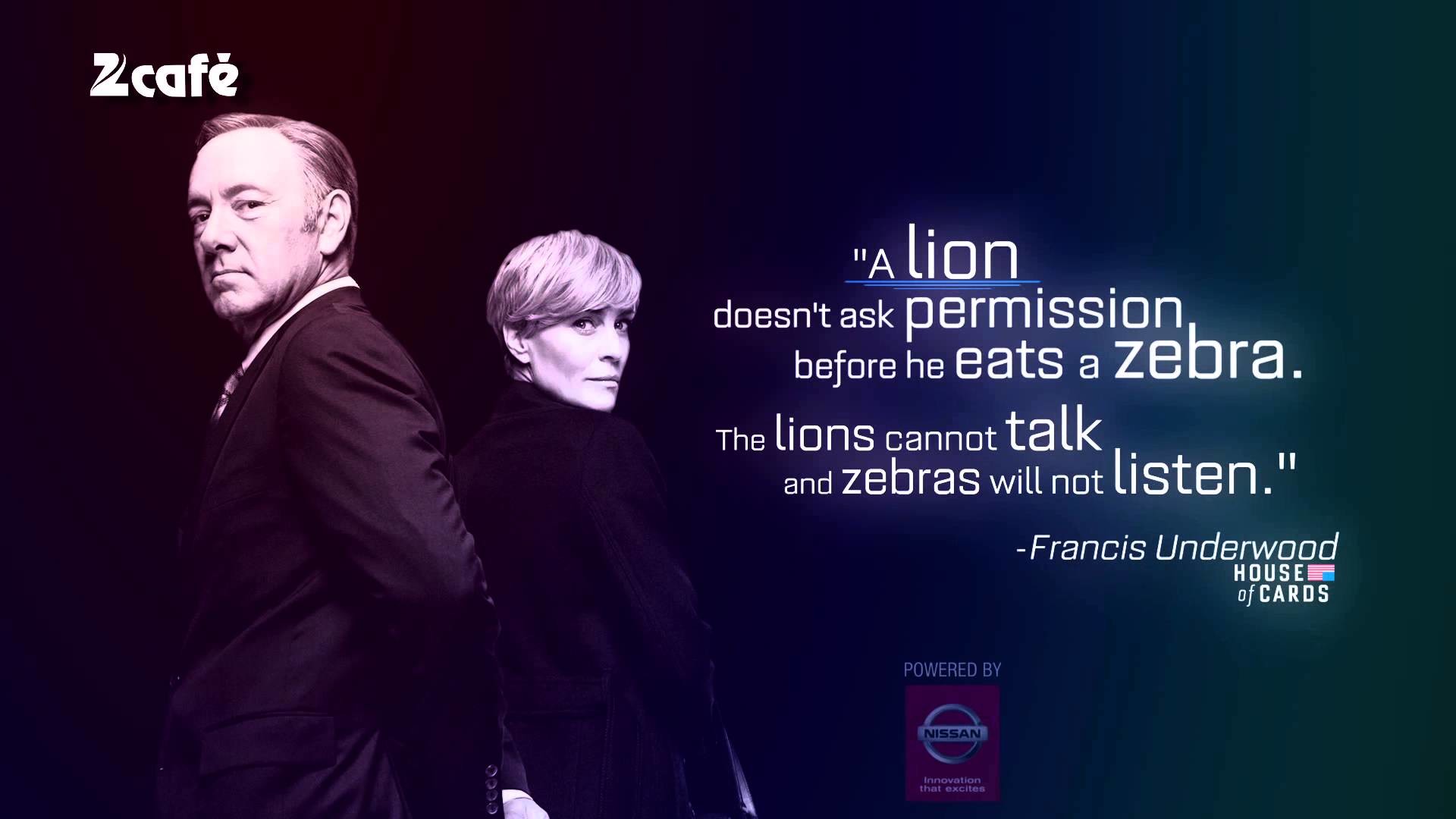 Frank Underwood, Claire Underwood, House of Cards, Citazione, Leone e zebra, sfondo per PC