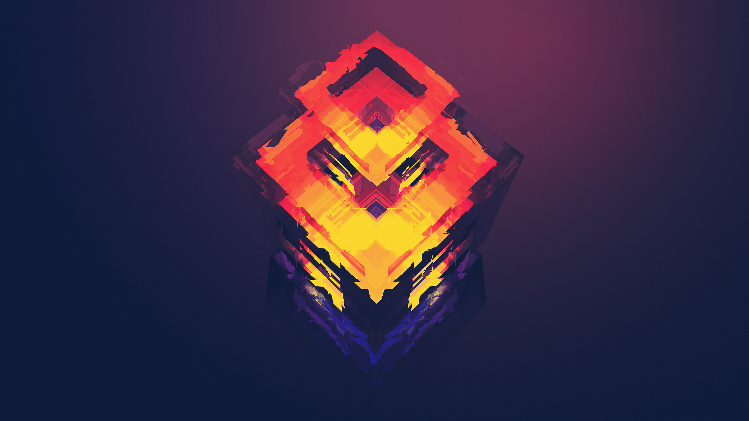 Arte geometrica, Forme sfaccettate, Arancione, 2560x1440, sfondo per PC