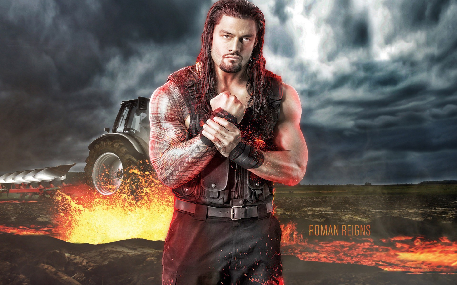 Roman Reigns, WWE, Lava, Tempesta, 1920x1200, sfondo MacBook Pro