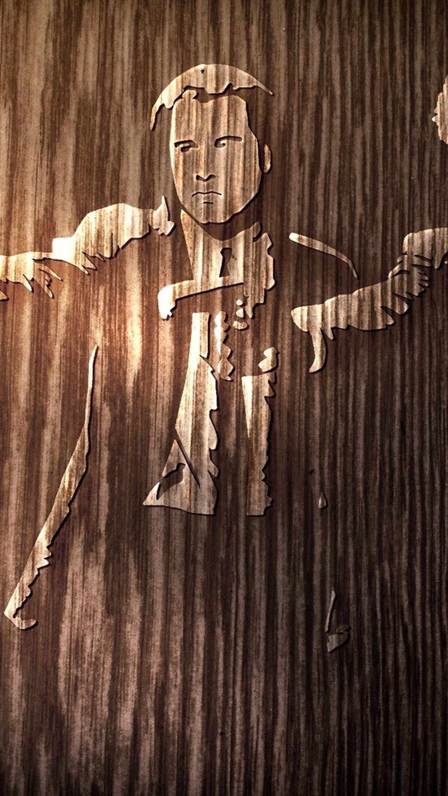 Arte su legno, Silhouette, QHD+, sfondo per smartphone