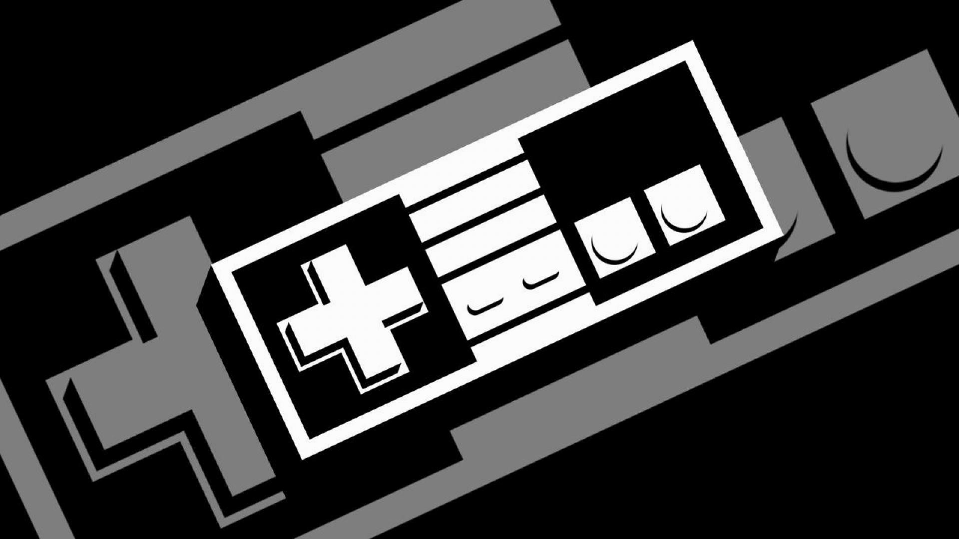 Controller NES, Arte vettoriale, Bianco e nero, Full HD, sfondo per portatile