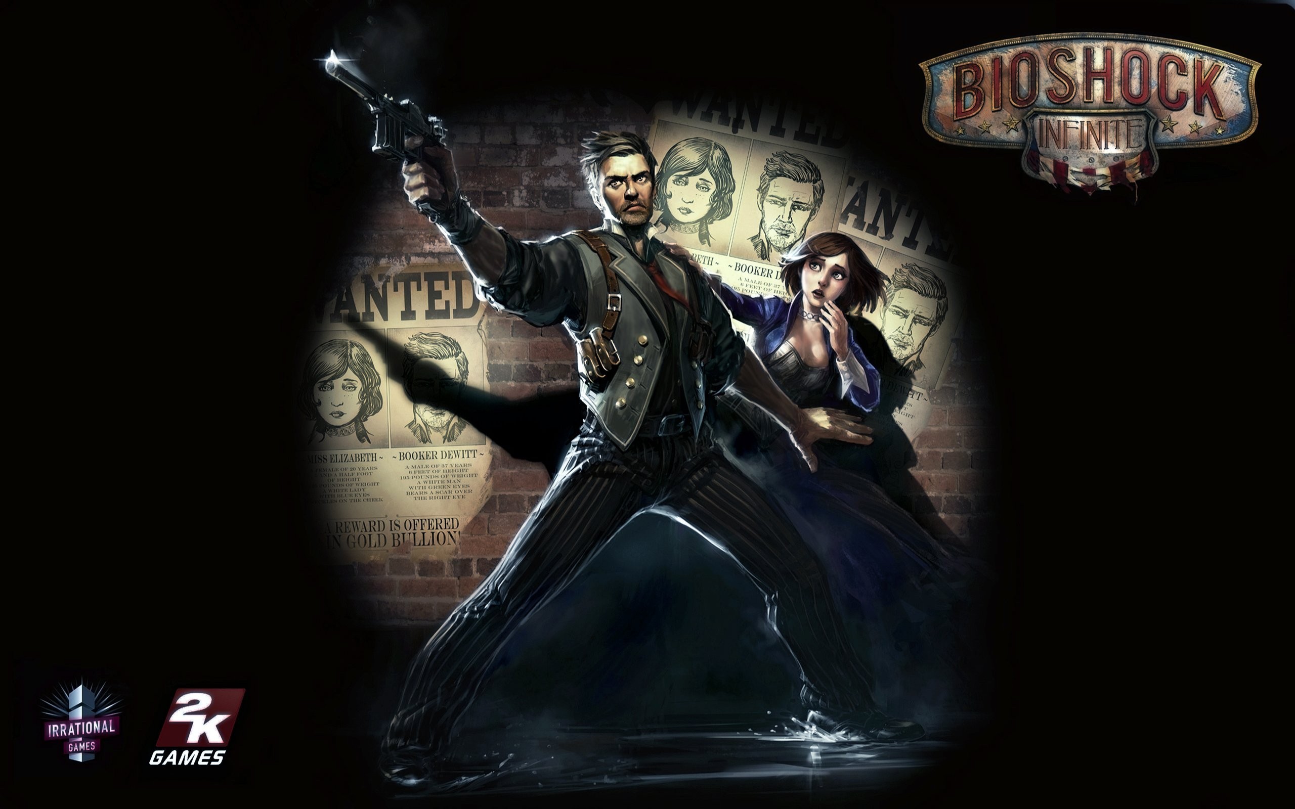 Booker DeWitt, Elizabeth, BioShock Infinite, Logo, 2K Games, 2560x1600, sfondo per PC