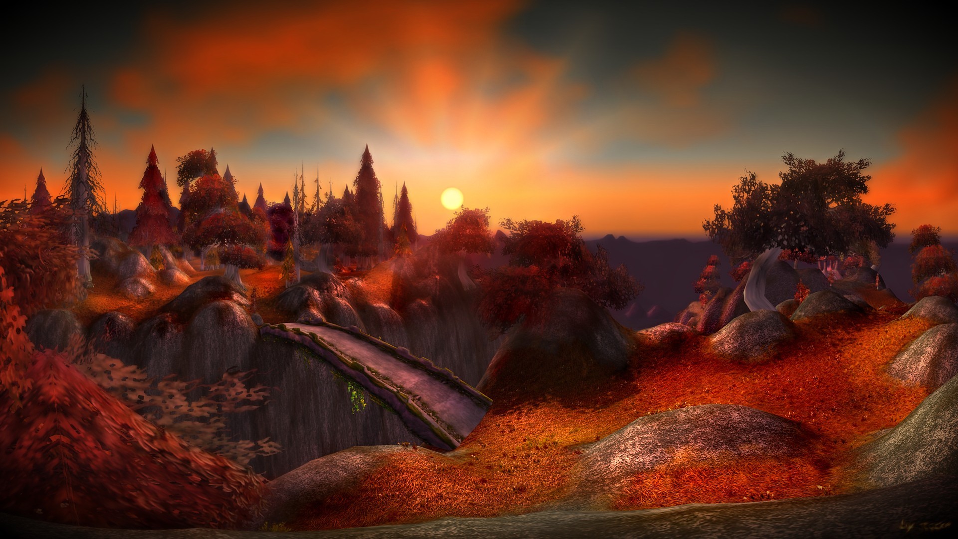 Paesaggio fantasy, Tramonto, Autunno, 1920x1080, wallpaper desktop