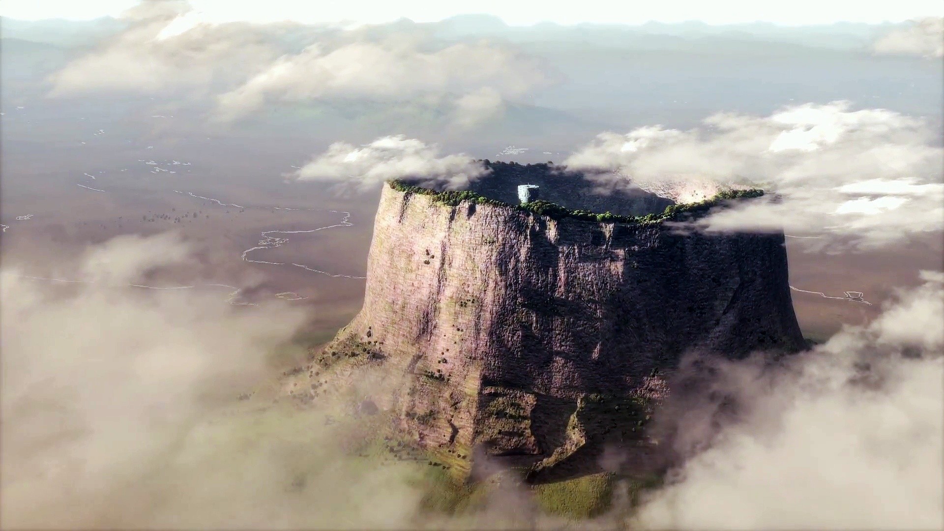 The Last Guardian, Valle, Torre, Nuvole, Veduta aerea, Full HD 1080p, sfondo desktop
