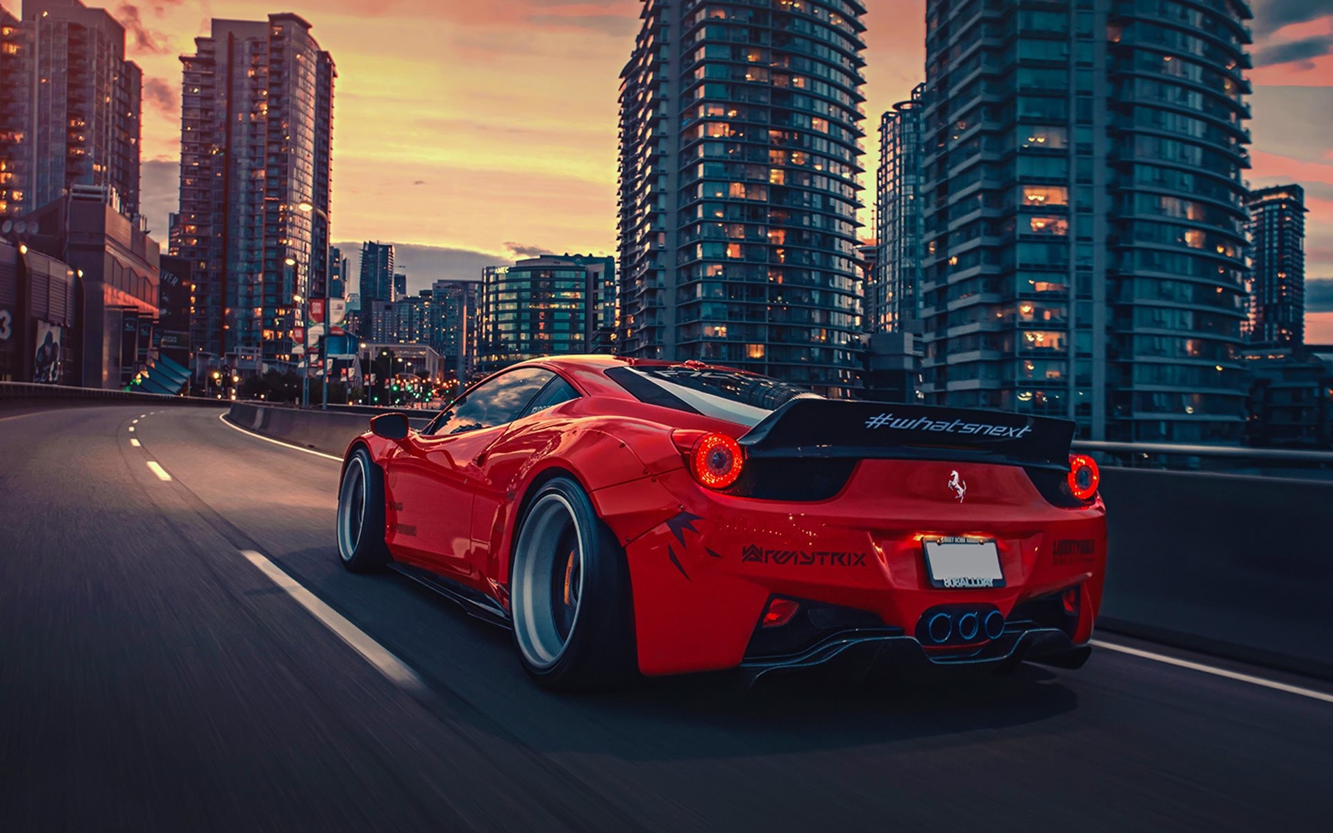 Ferrari 458 Italia, Liberty Walk, Ferrari, Città, Grattacieli, 1920x1200, immagine di sfondo
