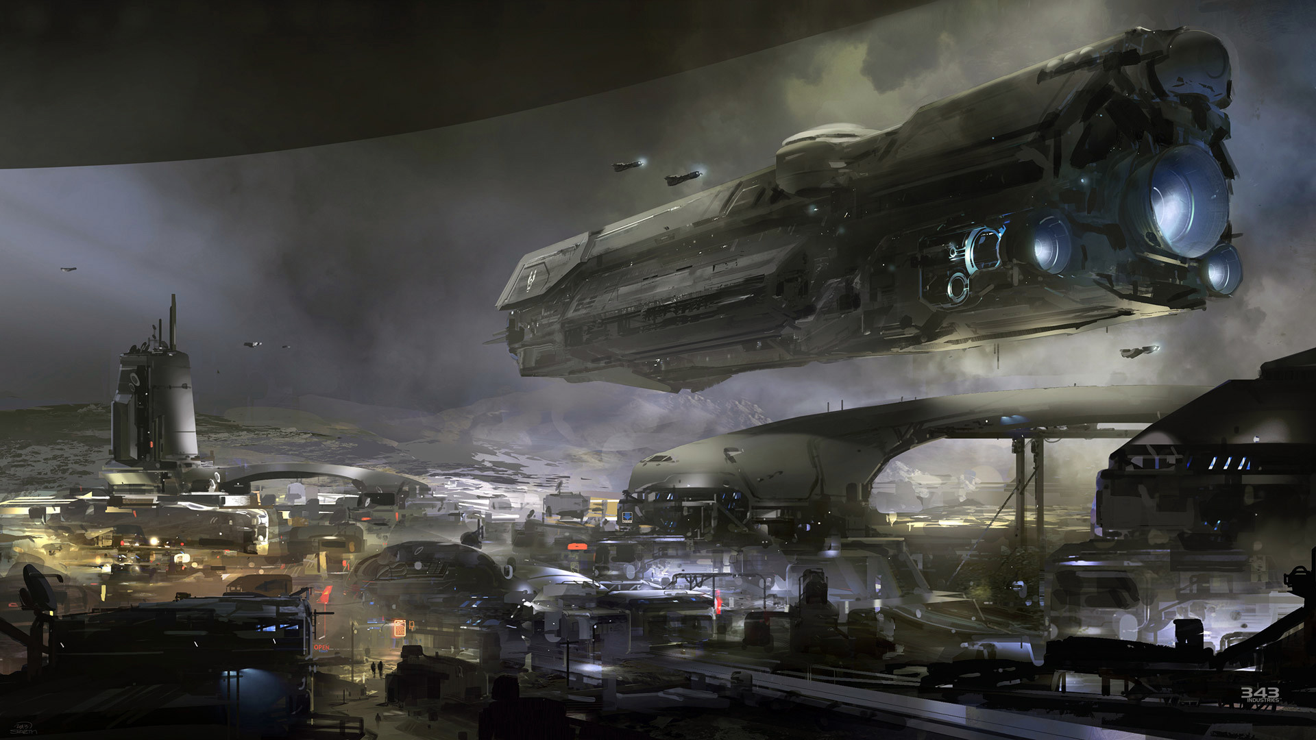 Halo 5: Guardians, Concept art, Astronave, Base militare, Full HD, sfondo per portatile