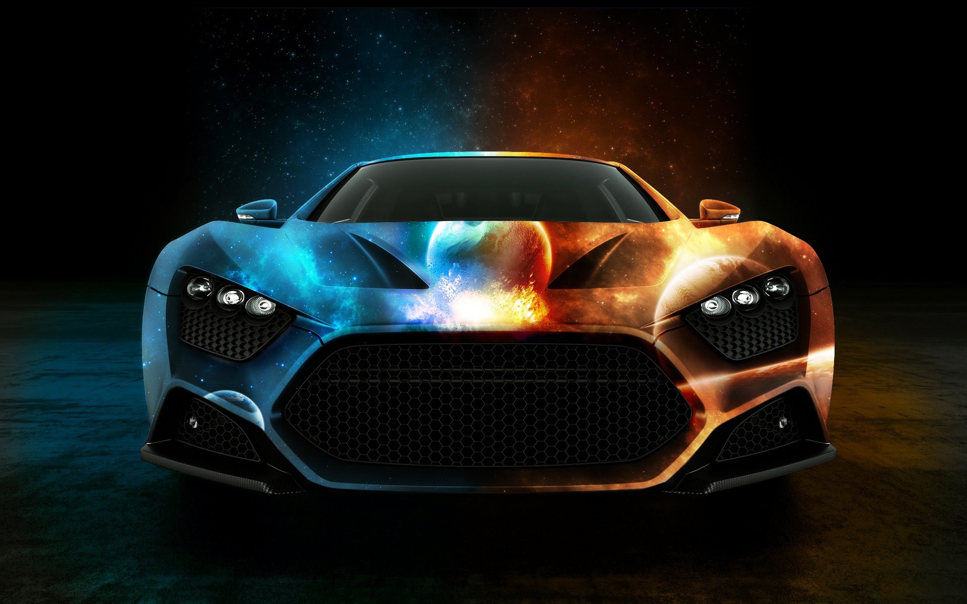 Zenvo ST1, Supercar, Fuoco e ghiaccio, Arte digitale, 1920x1200, sfondo MacBook Pro