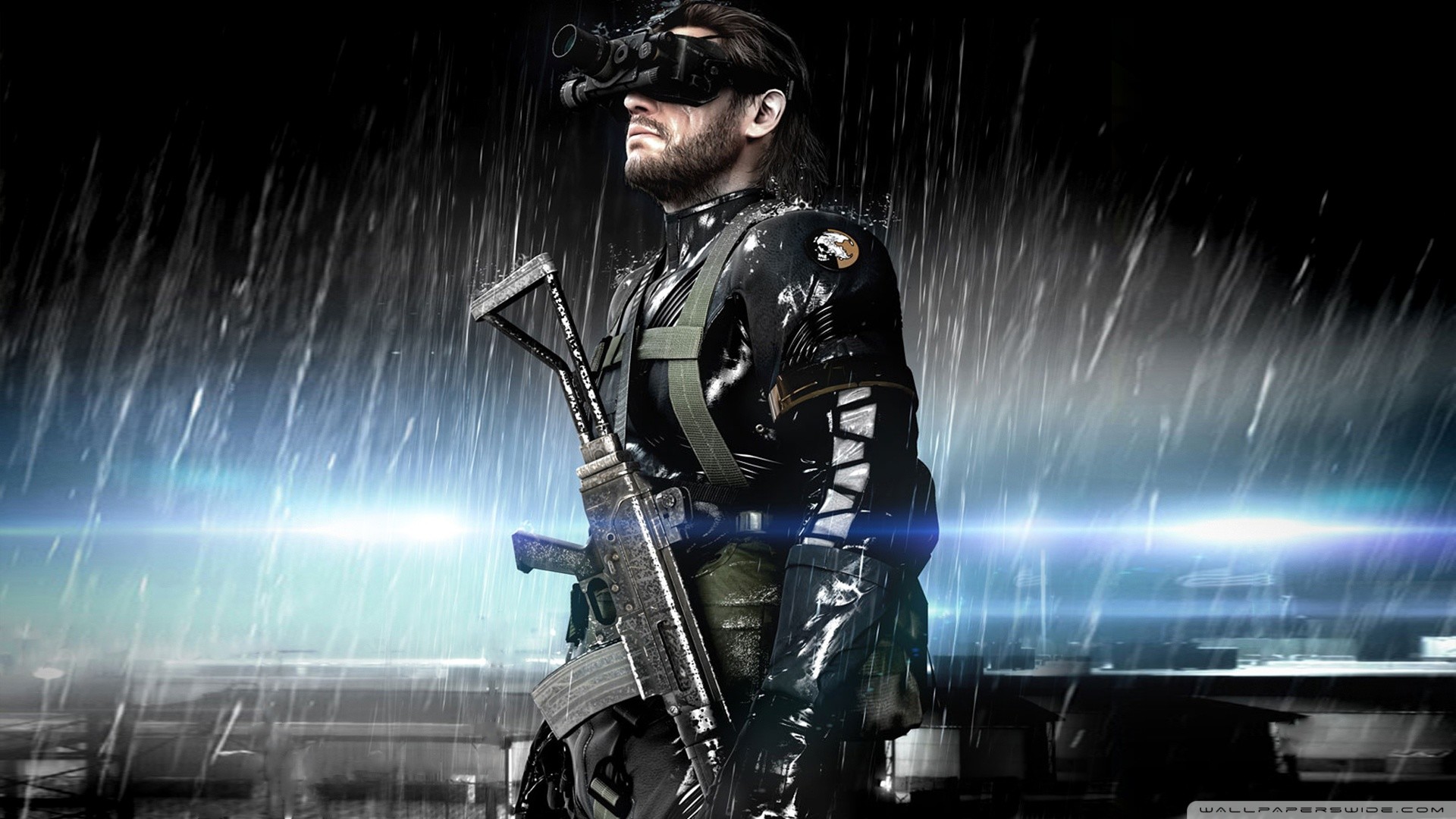 Venom Snake, Metal Gear Solid V: Ground Zeroes, Pioggia, Visore notturno, sfondo 16:9 Full HD