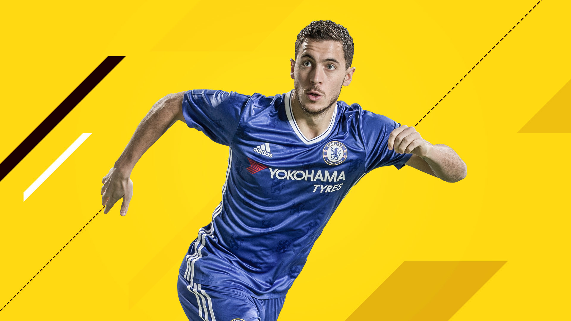 Eden Hazard, FIFA 17, Chelsea, Sfondo giallo, Full HD, wallpaper per portatile