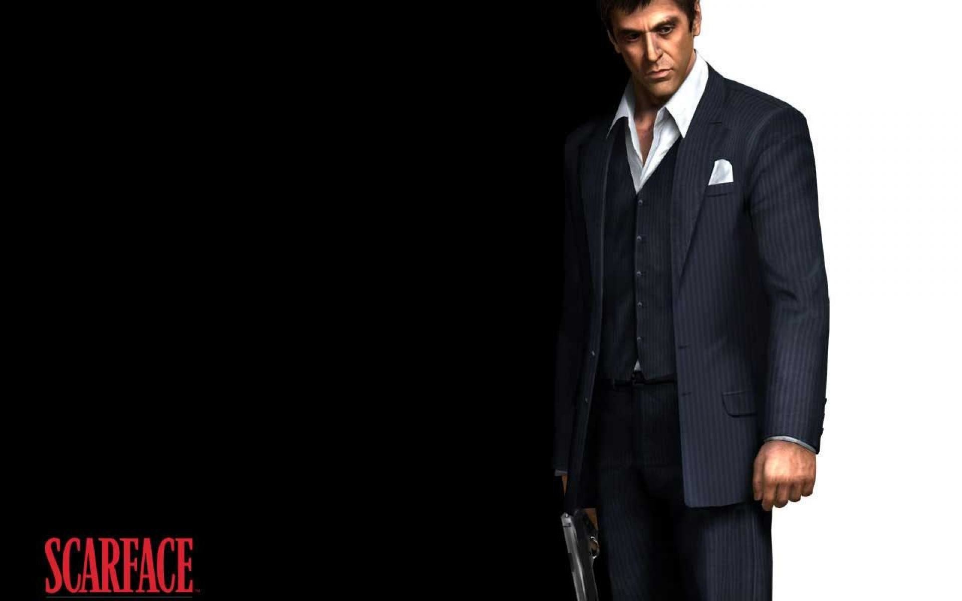 Tony Montana, Scarface: The World Is Yours, Videogioco, Completo, Sfondo nero, wallpaper desktop