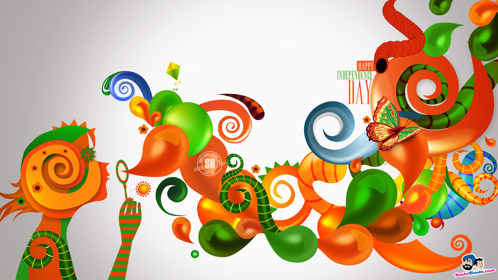 Festa dell'Indipendenza, India, Illustrazione, Motivi decorativi, sfondo Full HD per portatile