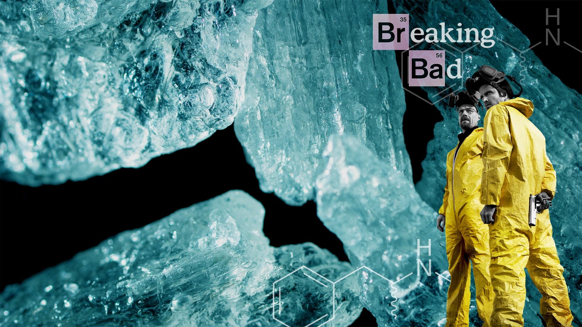 Walter White, Breaking Bad, Cristalli blu, Tuta gialla, Logo, Full HD, sfondo per PC