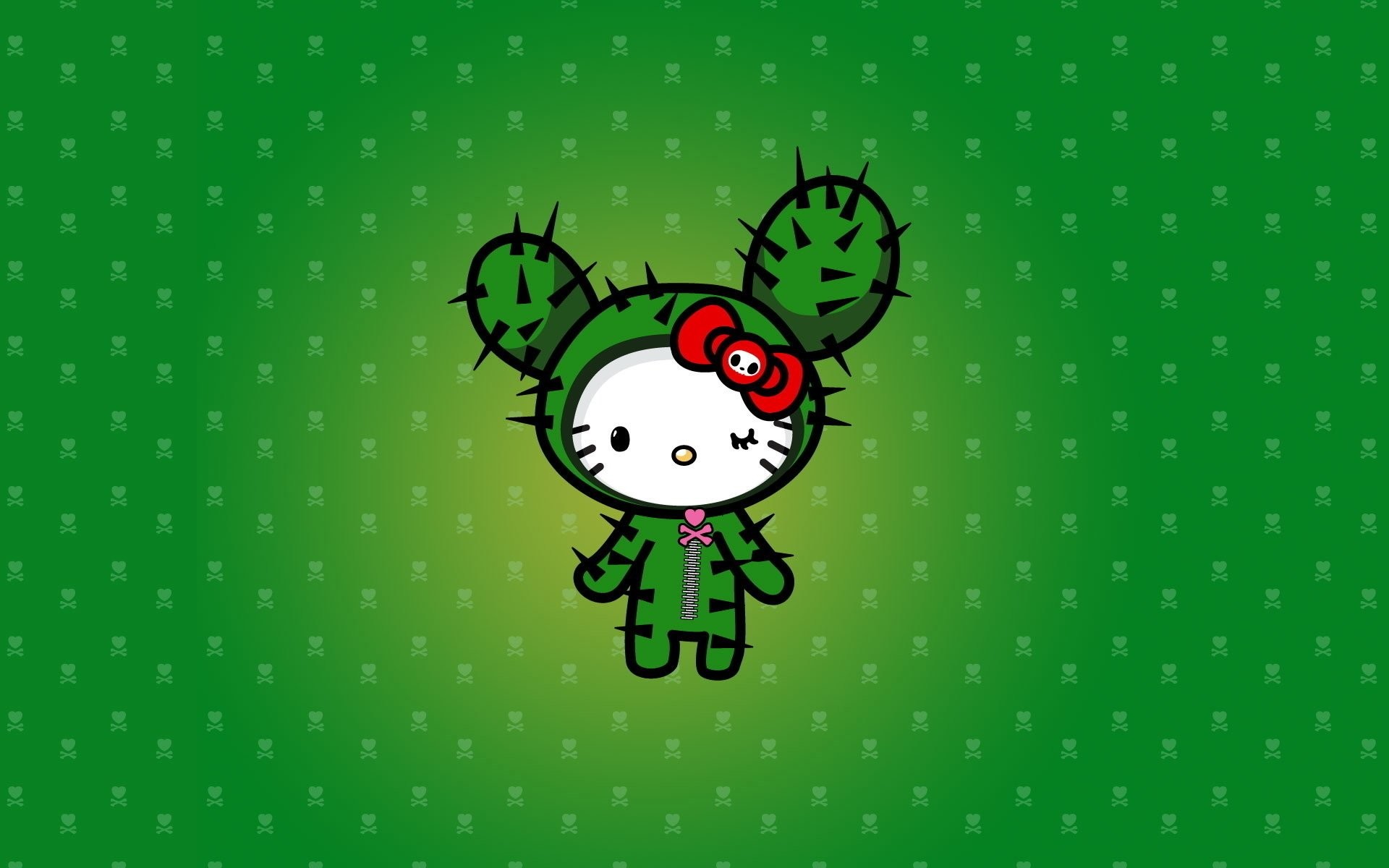 Hello Kitty, Cactus, Travestimento, Verde, Kawaii, 1920x1200, sfondo per PC