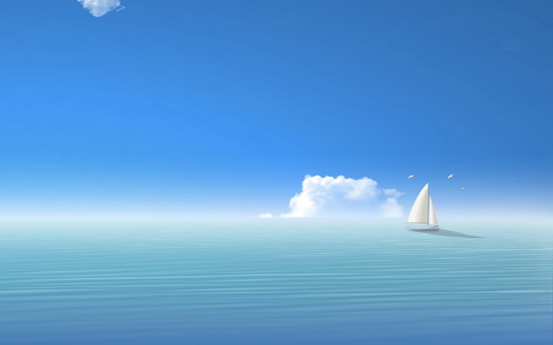Mare, Barca a vela, Minimalismo, Cielo azzurro, 1920x1200, immagine di sfondo
