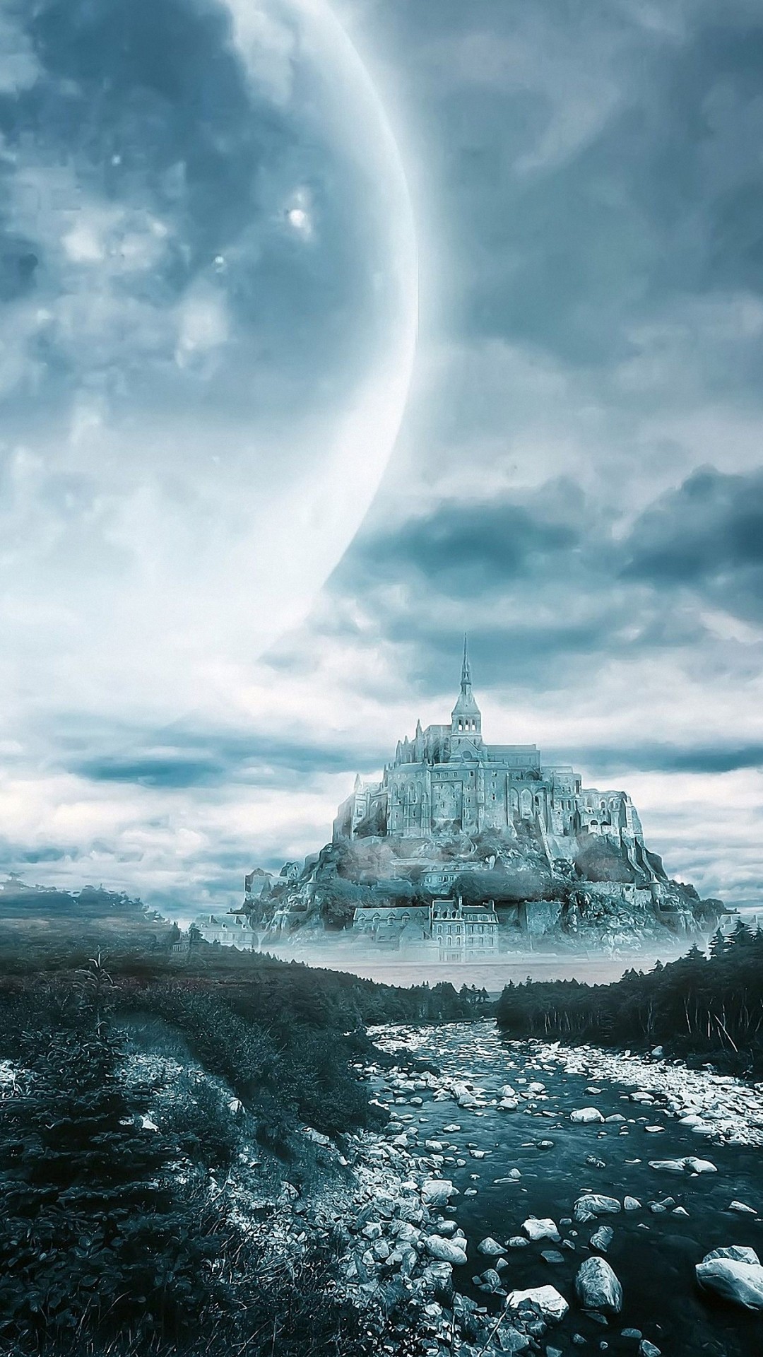 Castello fantasy, Pianeta, Paesaggio surreale, Fantasy, wallpaper iPhone
