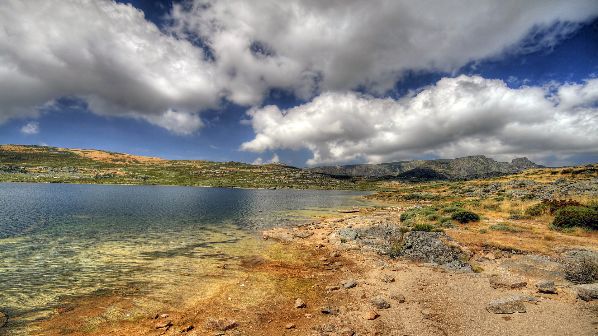 Lago, Nuvole, Riva, Cielo, Full HD, sfondo desktop