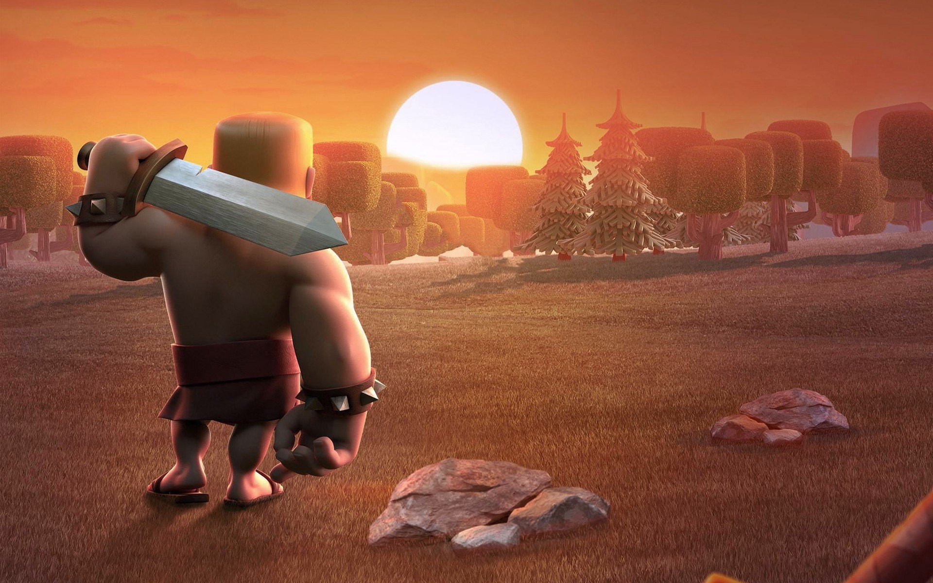 Barbaro, Clash of Clans, Tramonto, Spada, 16:10 Full HD, sfondo widescreen