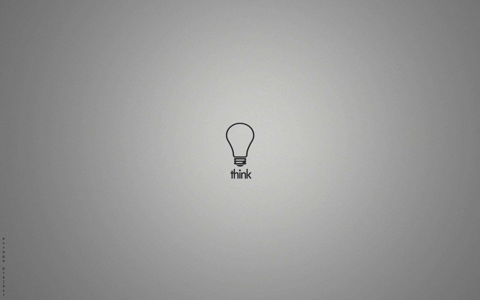 Minimalismo, Lampadina, Think, Sfondo grigio, 16:10 Full HD, wallpaper widescreen