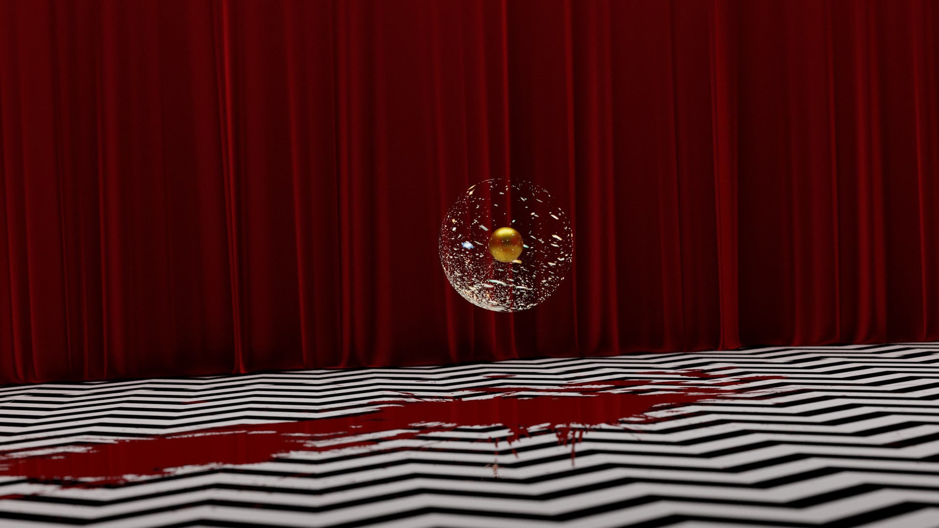 Twin Peaks, Loggia Nera, Sfera dorata, Tende rosse, Pavimento a zigzag, sfondo 1920x1080 per PC