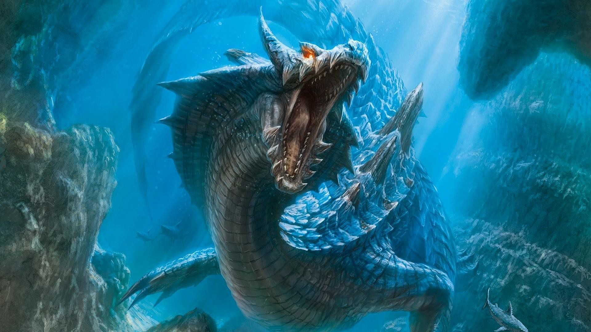 Lagiacrus, Monster Hunter, Drago marino, Fantasy, 1920x1080, sfondo per PC