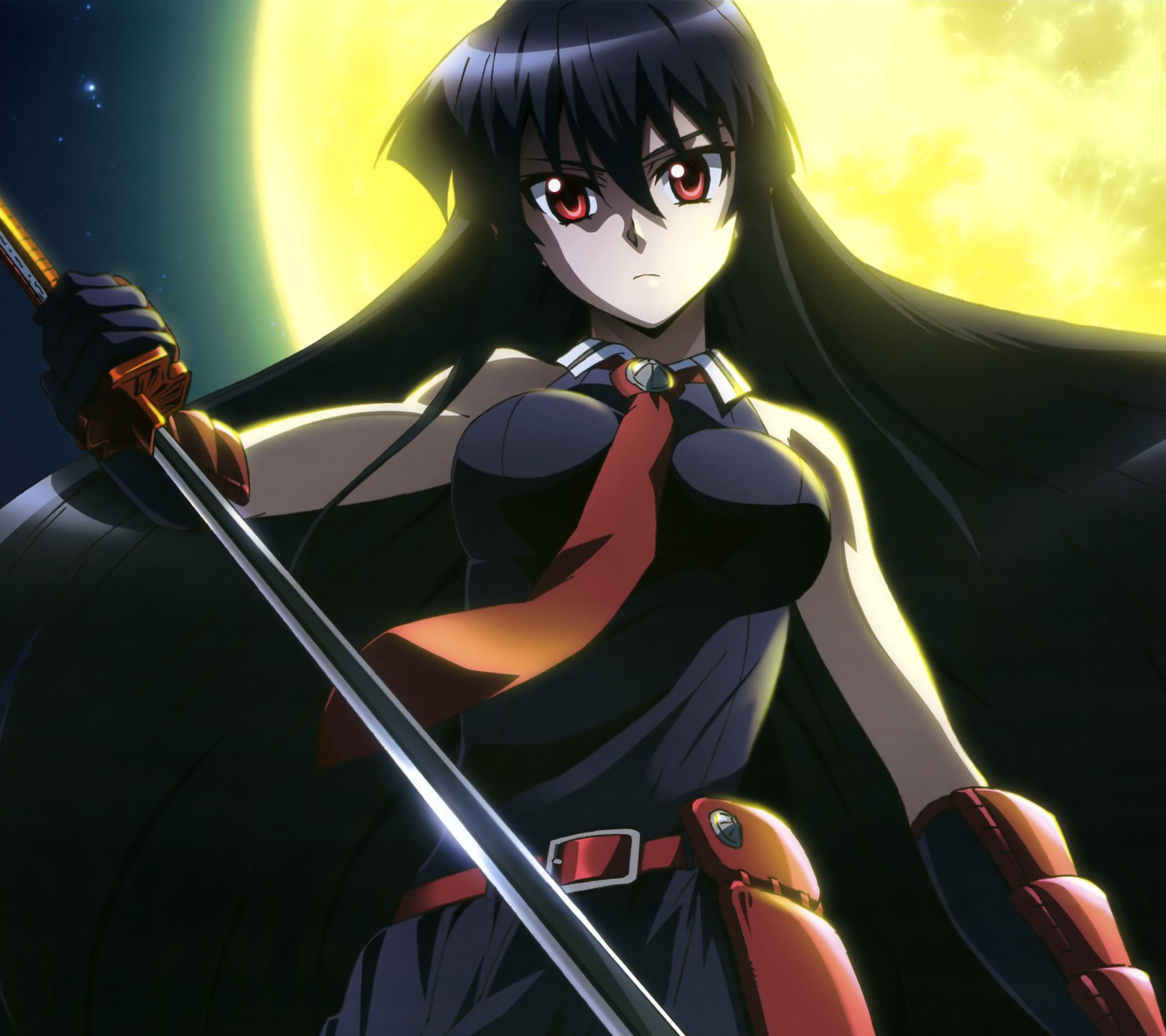 Akame, Akame ga Kill!, Luna piena, Katana, sfondo per iPad e tablet