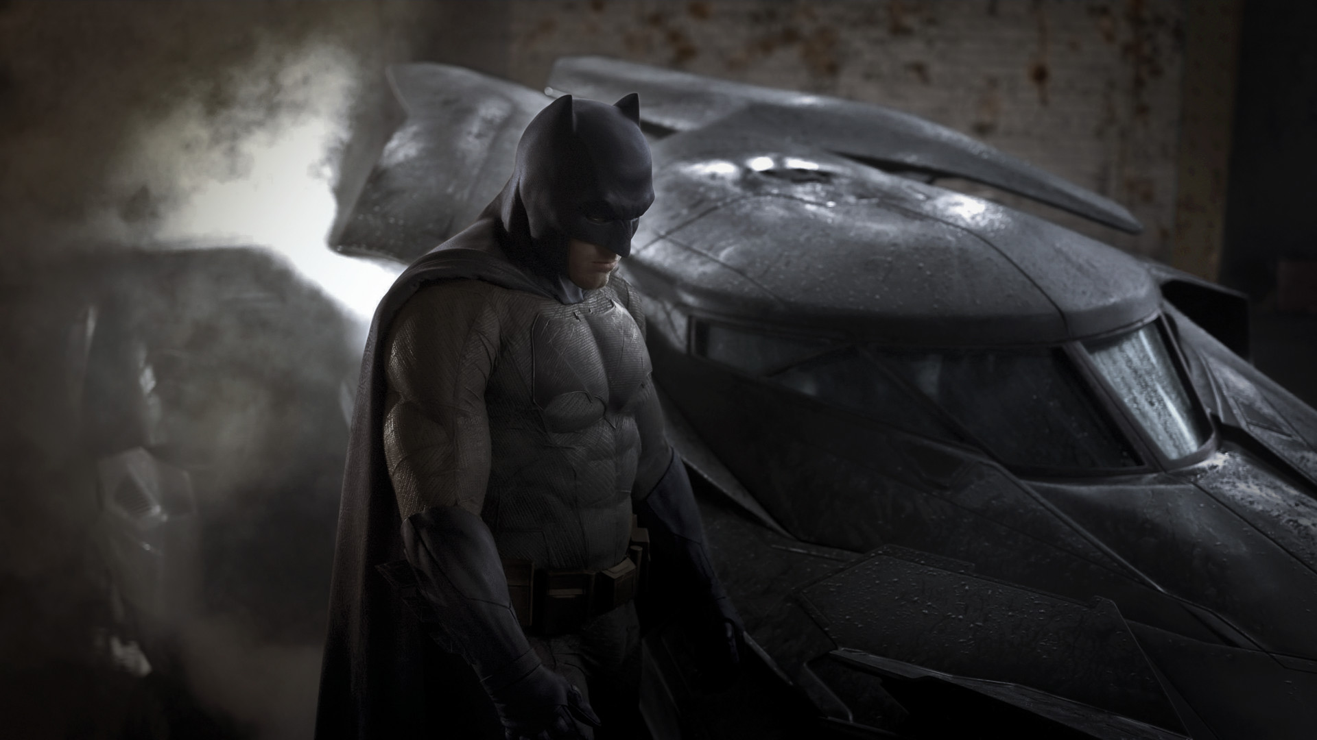 Batman, Batmobile, Ben Affleck, Sfondo scuro, Full HD, wallpaper per portatile