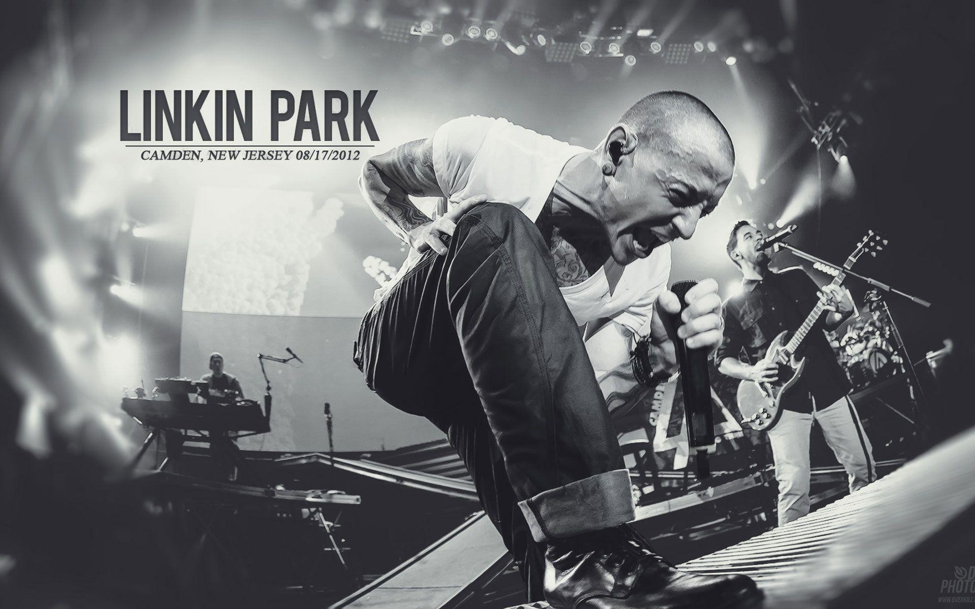 Chester Bennington, Linkin Park, Concerto, Camden, Bianco e nero, sfondo 16:10 Full HD