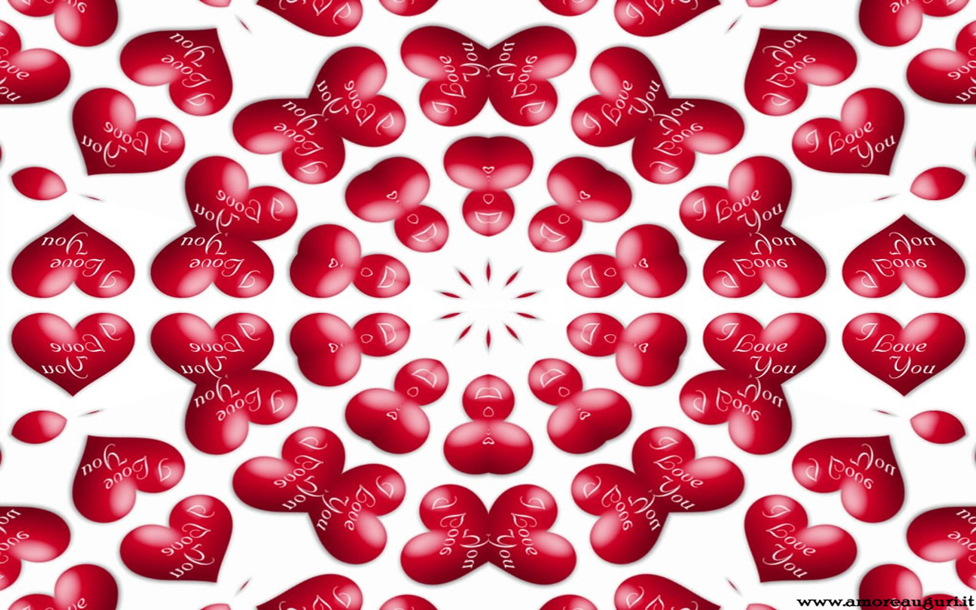 Cuori rossi, Love You, Motivo, Caleidoscopio, 1920x1200, sfondo per PC