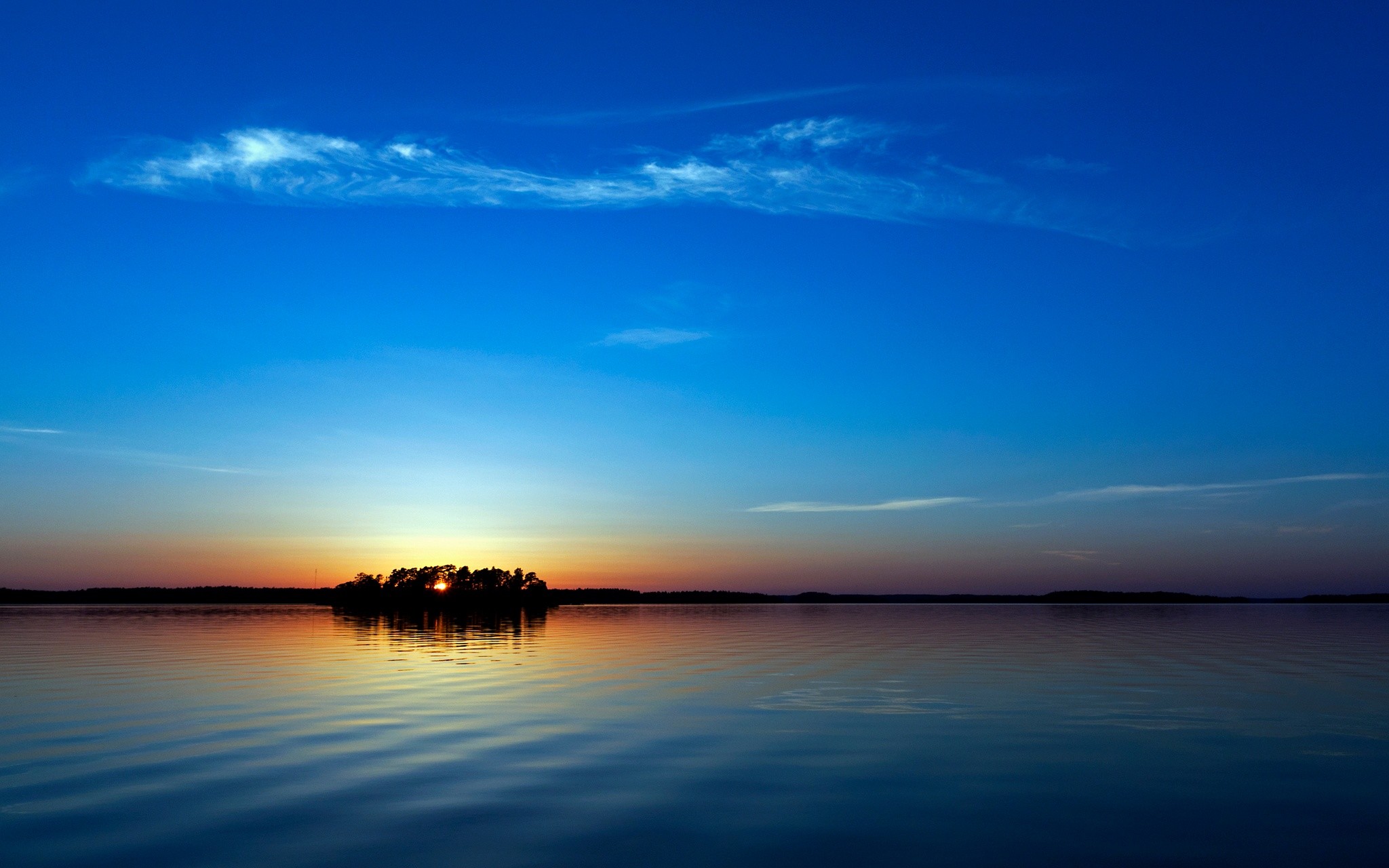 Isola, Tramonto, Lago, Blu, sfondo per Samsung S3