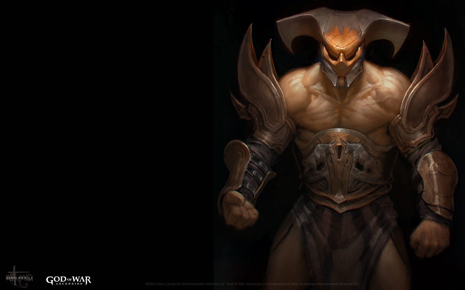Ares, God of War, Armatura, Sfondo nero, 16:10 Full HD, wallpaper widescreen